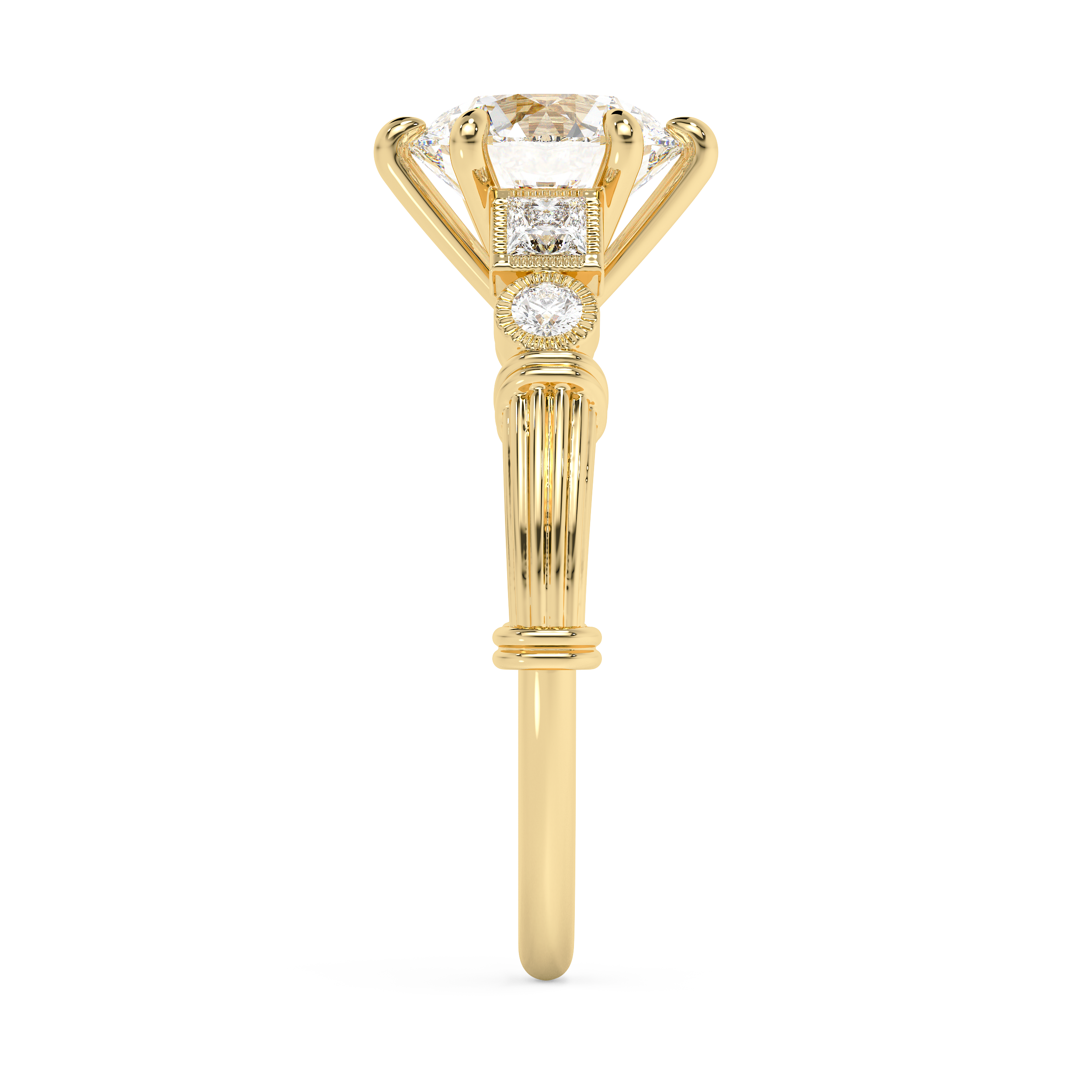 Round Cluster Lab Grown Diamond Engagement Ring