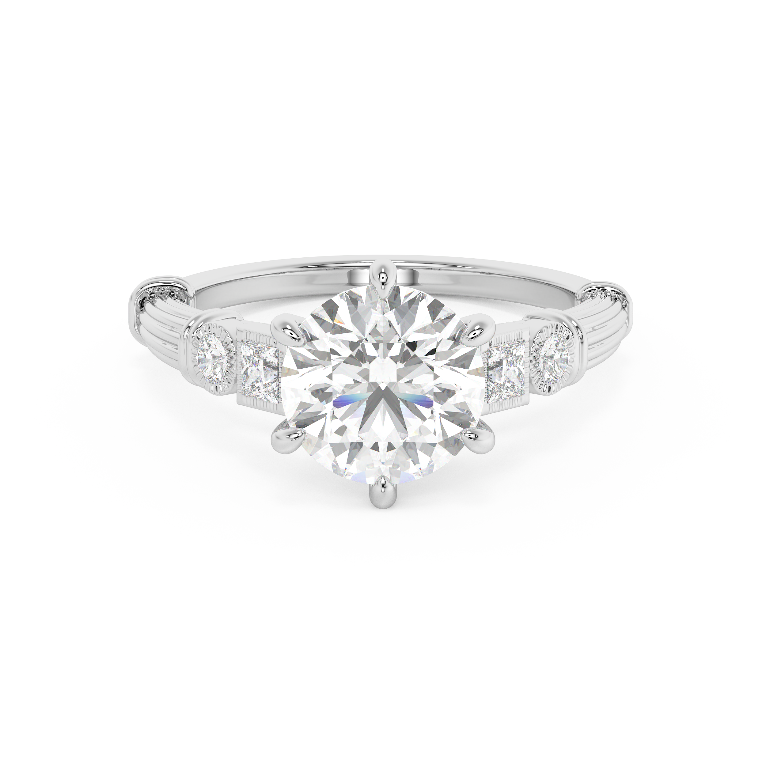 Round Cluster Lab Grown Diamond Engagement Ring