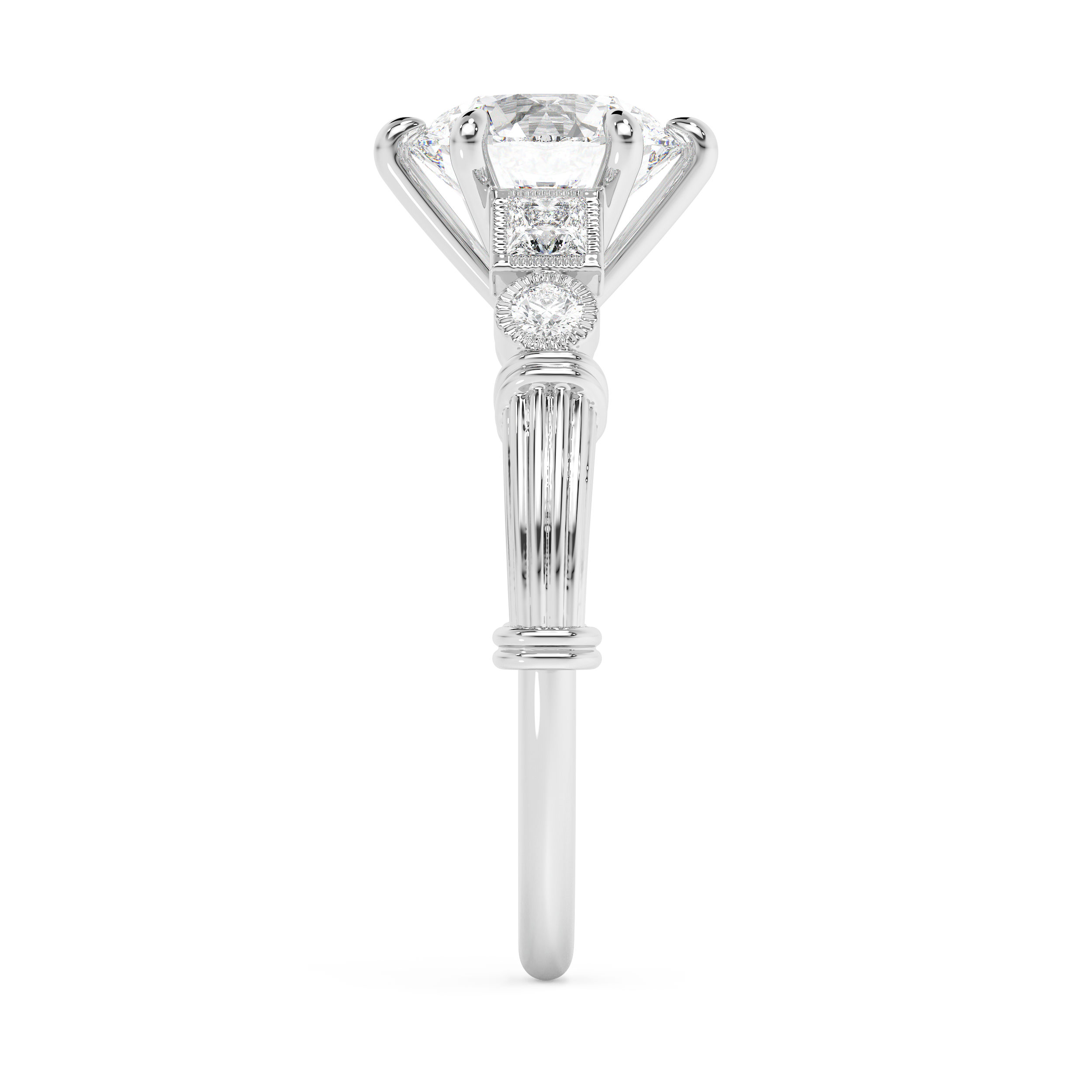 Round Cluster Lab Grown Diamond Engagement Ring