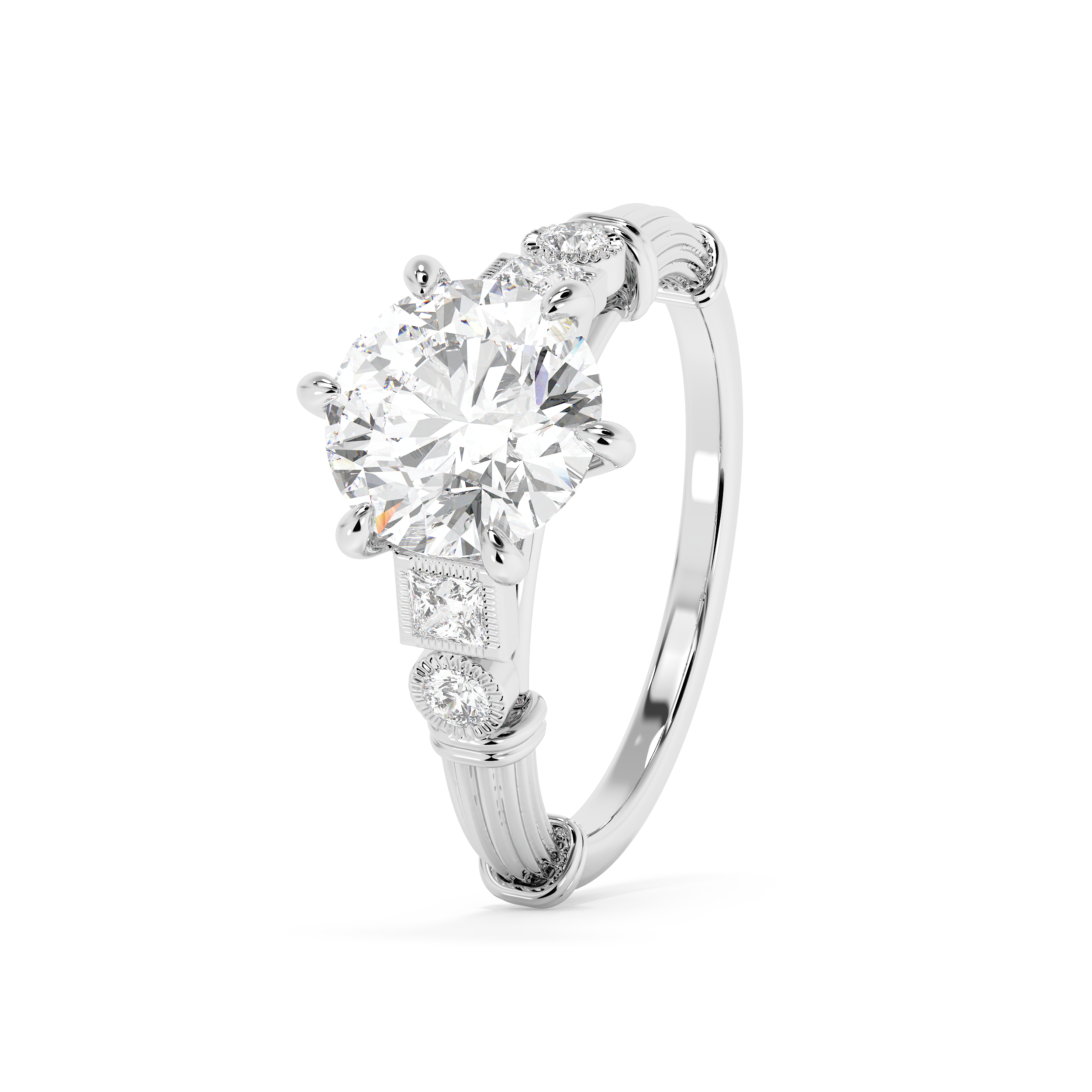 Round Cluster Lab Grown Diamond Engagement Ring