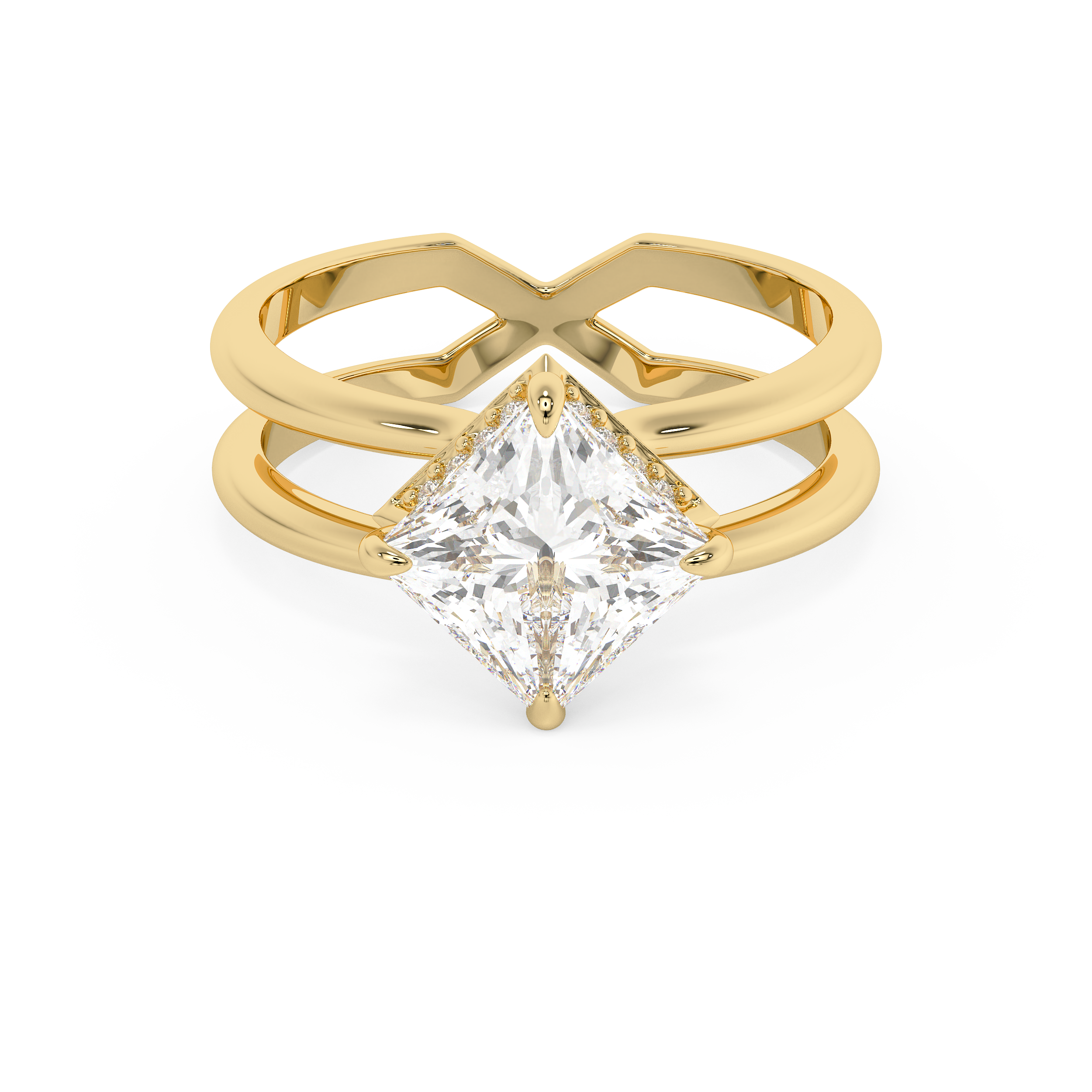 Princess Hidden Halo & Split Shank Lab Grown Diamond Engagement Ring