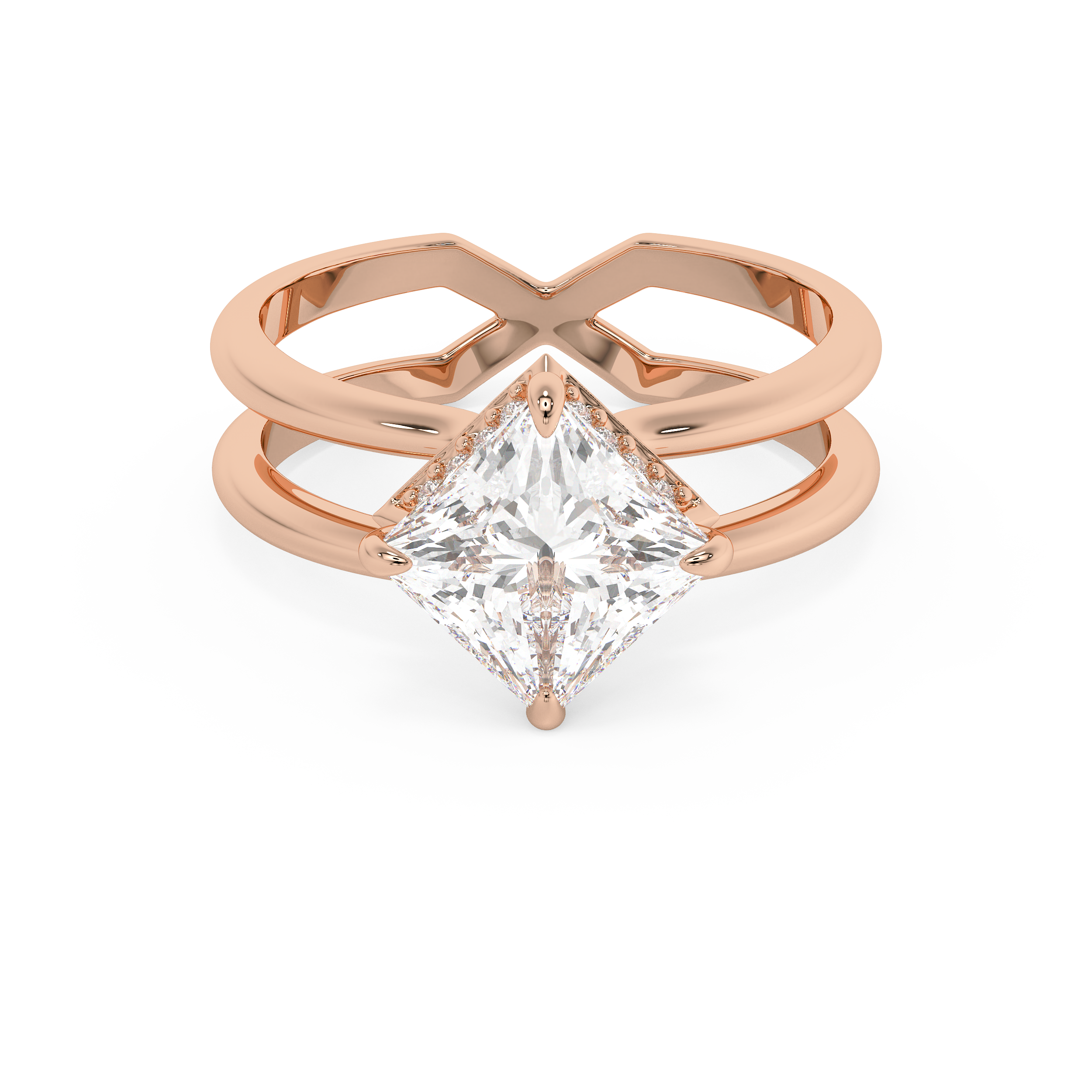 Princess Hidden Halo & Split Shank Lab Grown Diamond Engagement Ring