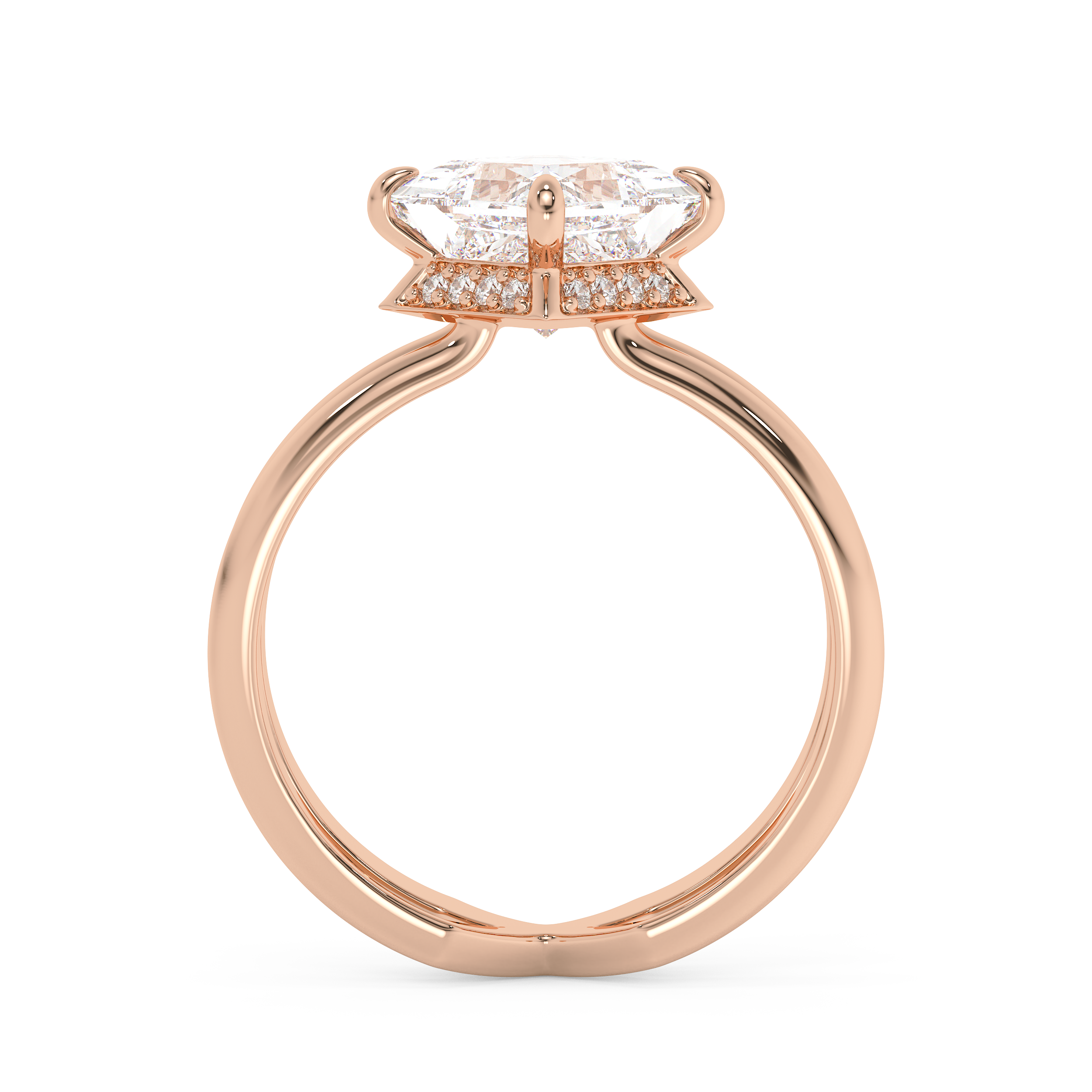 Princess Hidden Halo & Split Shank Lab Grown Diamond Engagement Ring