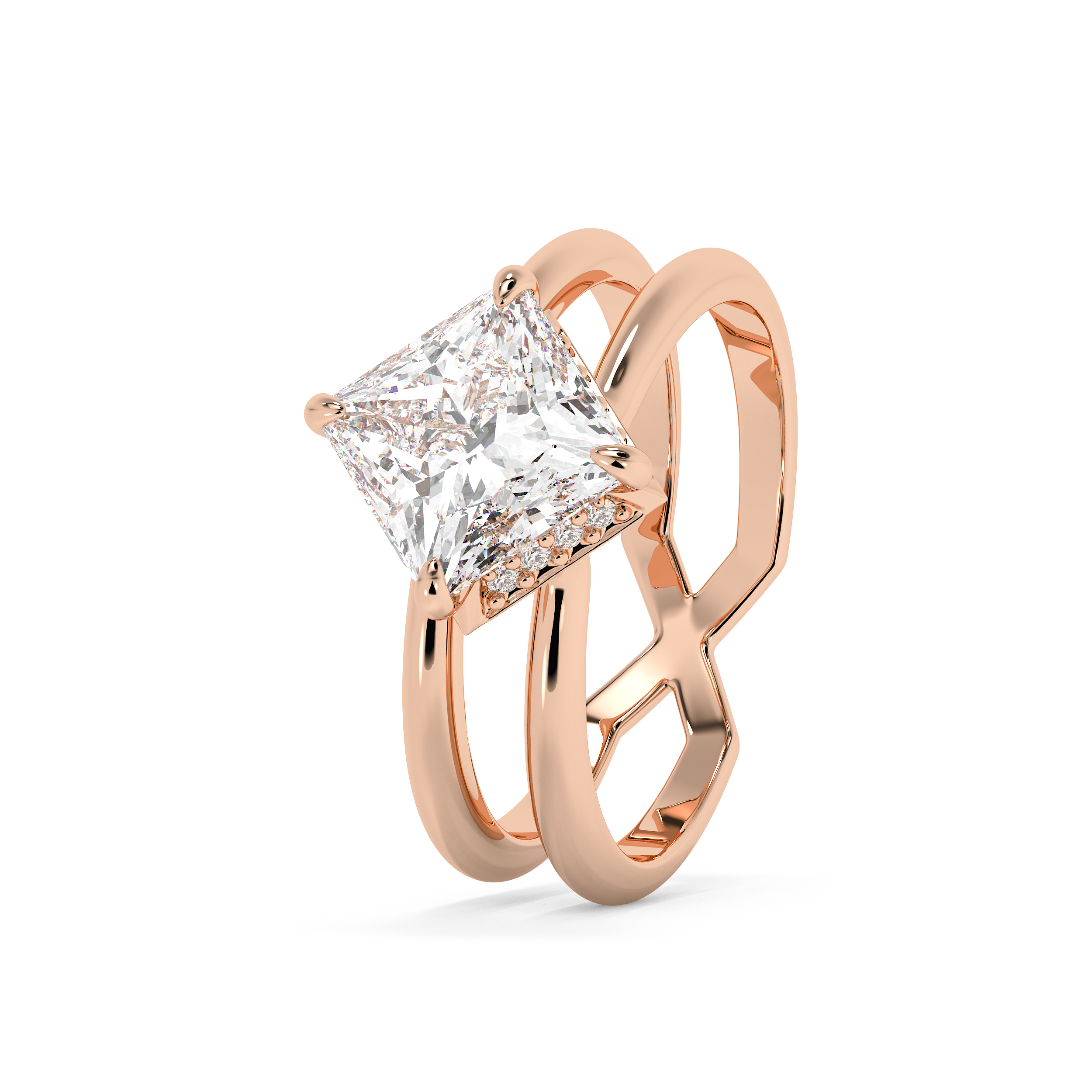 Princess Hidden Halo & Split Shank Lab Grown Diamond Engagement Ring