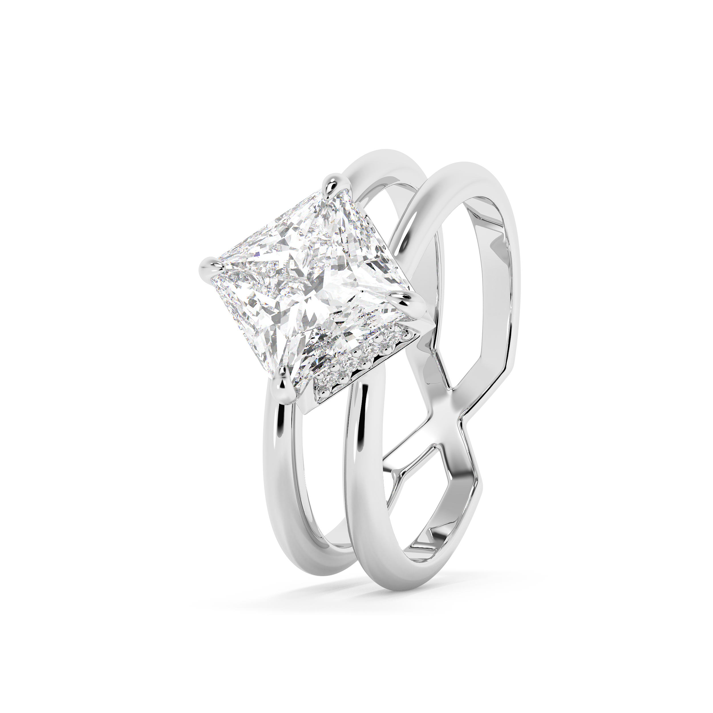 Princess Hidden Halo & Split Shank Lab Grown Diamond Engagement Ring