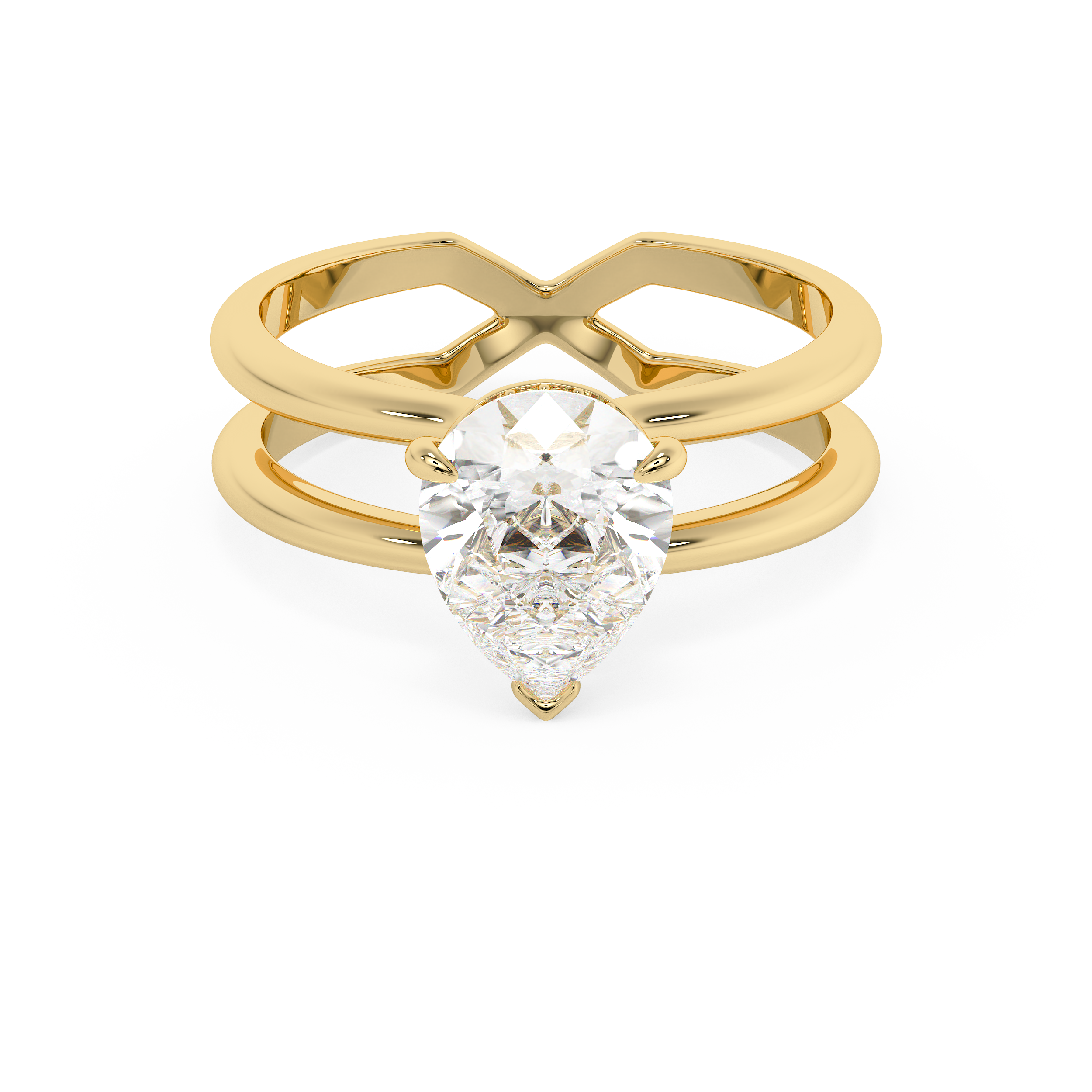 Pear Hidden Halo & Split Shank Lab Grown Diamond Engagement Ring