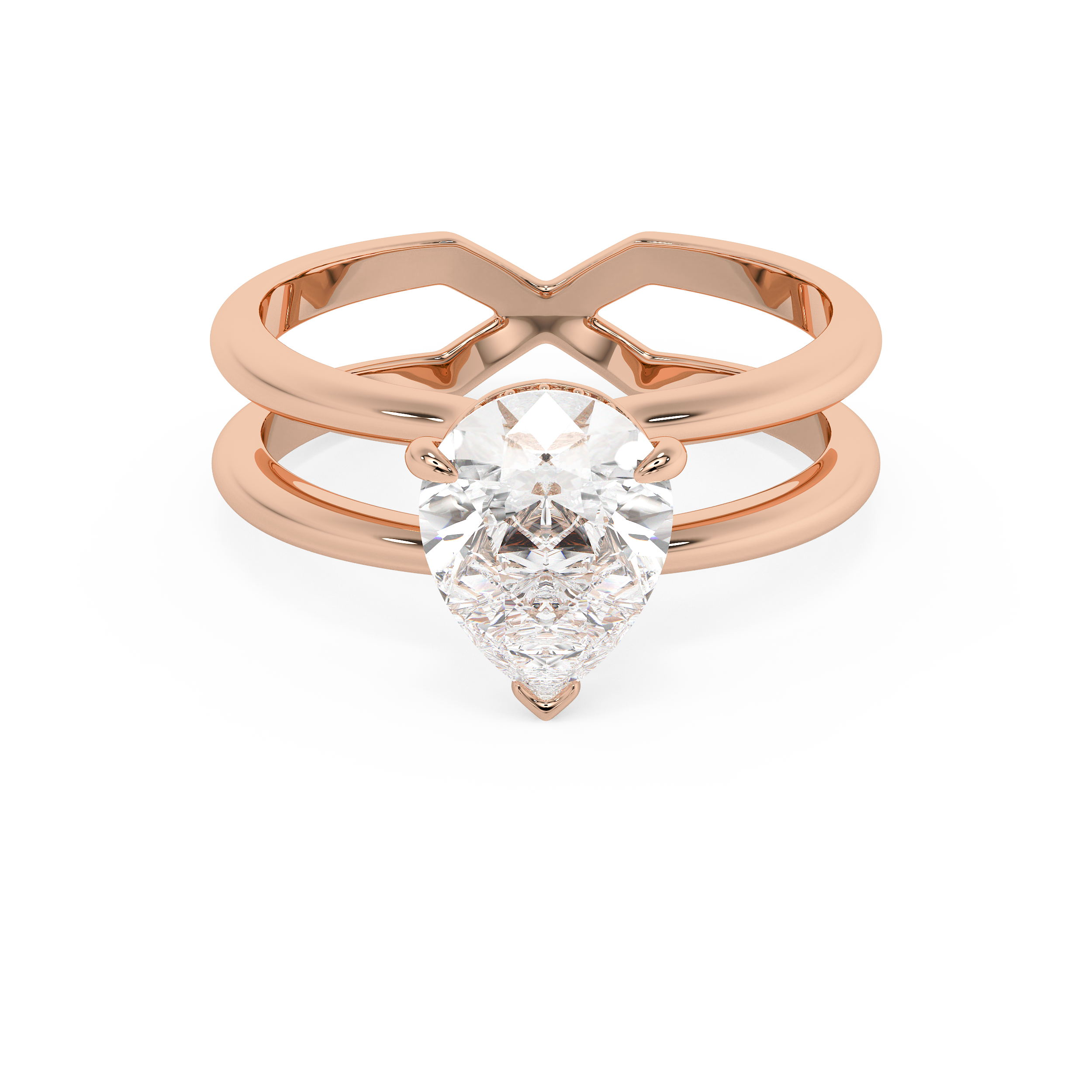Pear Hidden Halo & Split Shank Lab Grown Diamond Engagement Ring
