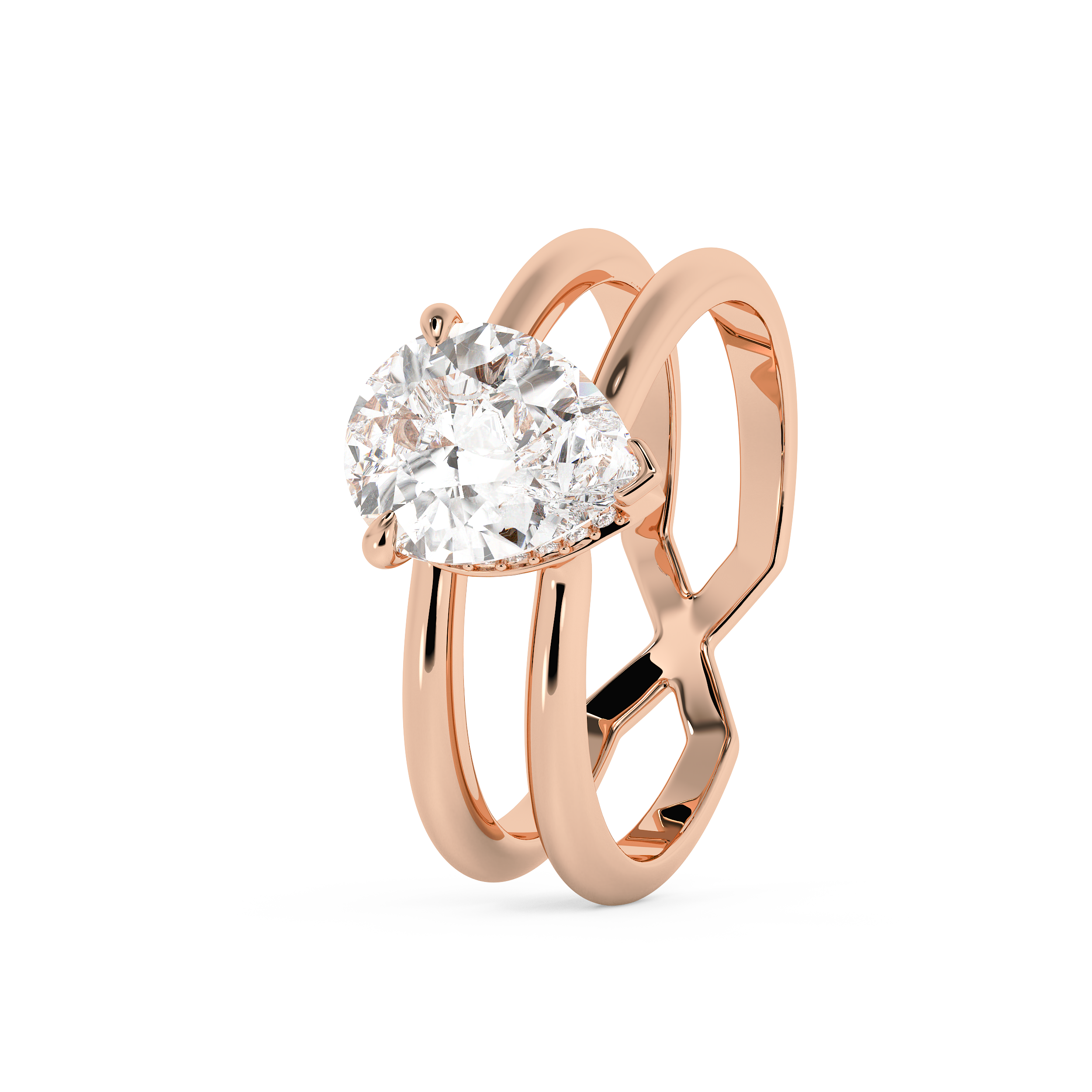 Pear Hidden Halo & Split Shank Lab Grown Diamond Engagement Ring