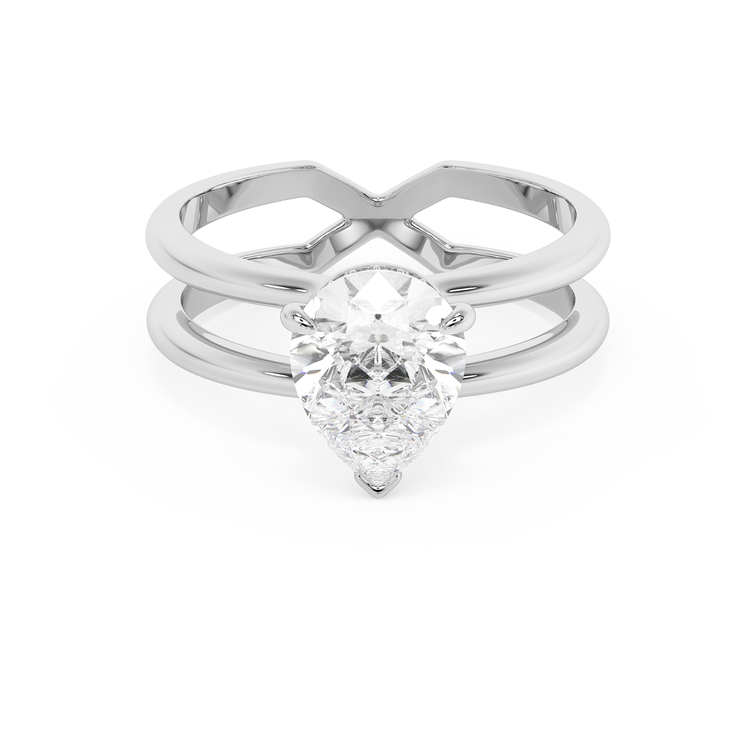 Pear Hidden Halo & Split Shank Lab Grown Diamond Engagement Ring