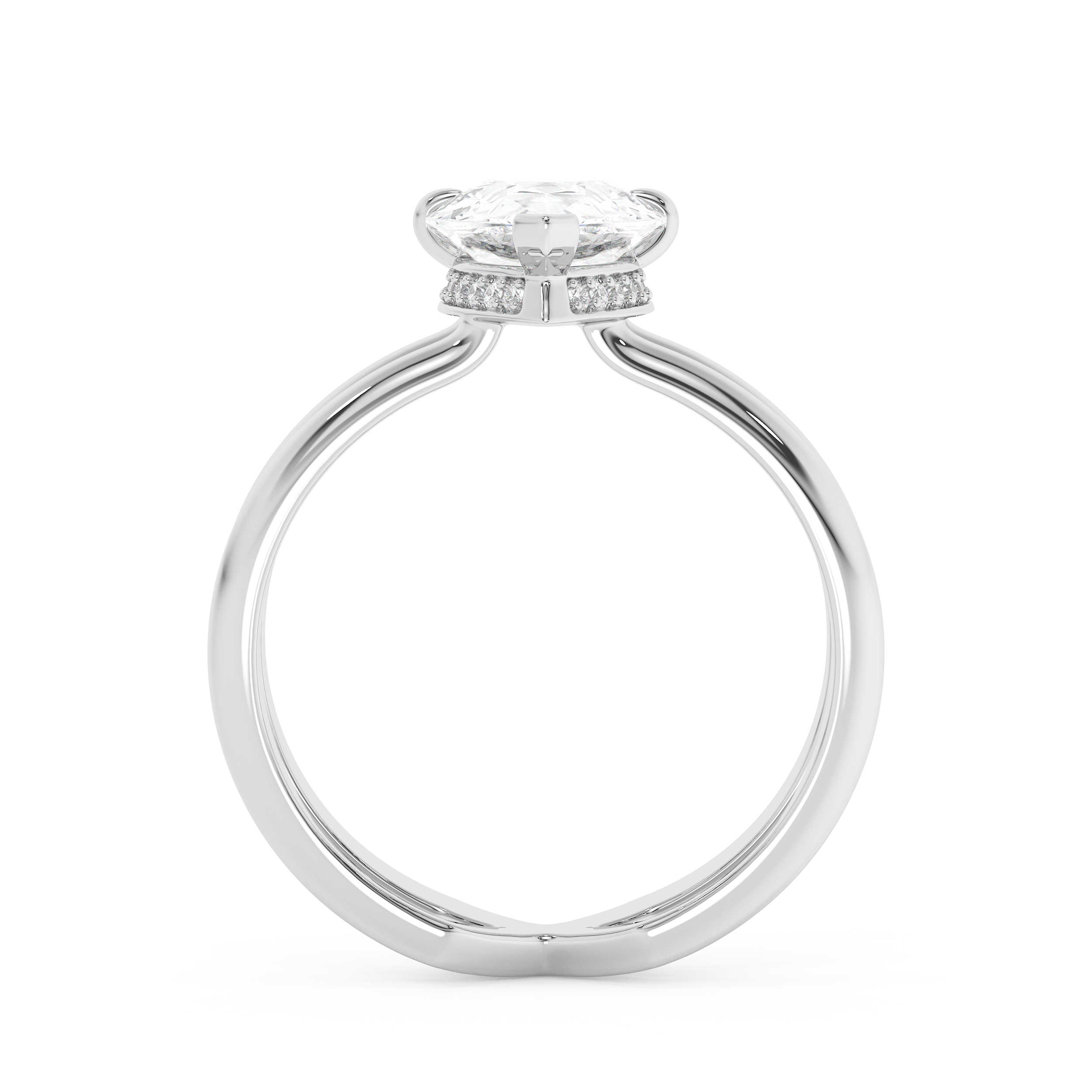 Pear Hidden Halo & Split Shank Lab Grown Diamond Engagement Ring