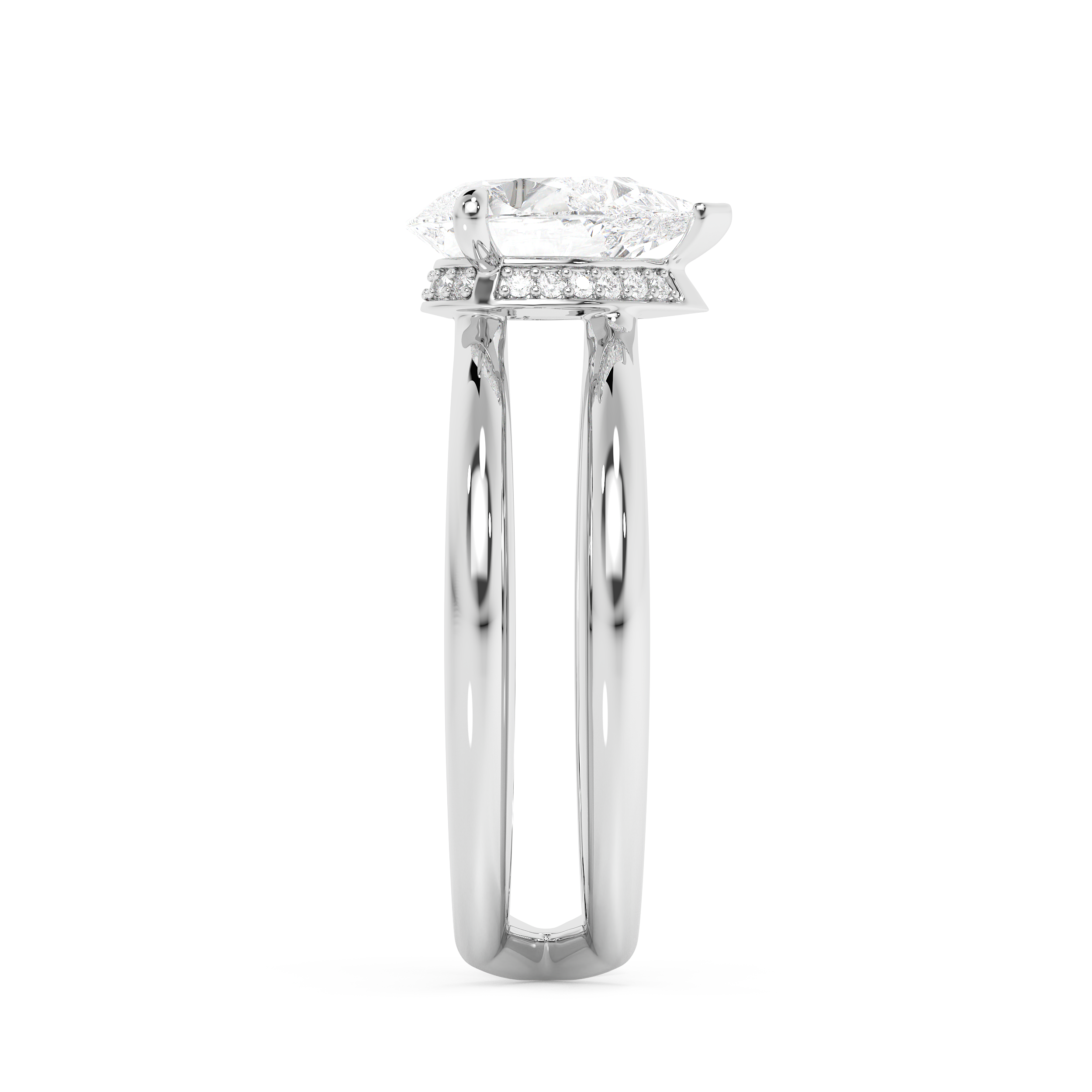 Pear Hidden Halo & Split Shank Lab Grown Diamond Engagement Ring