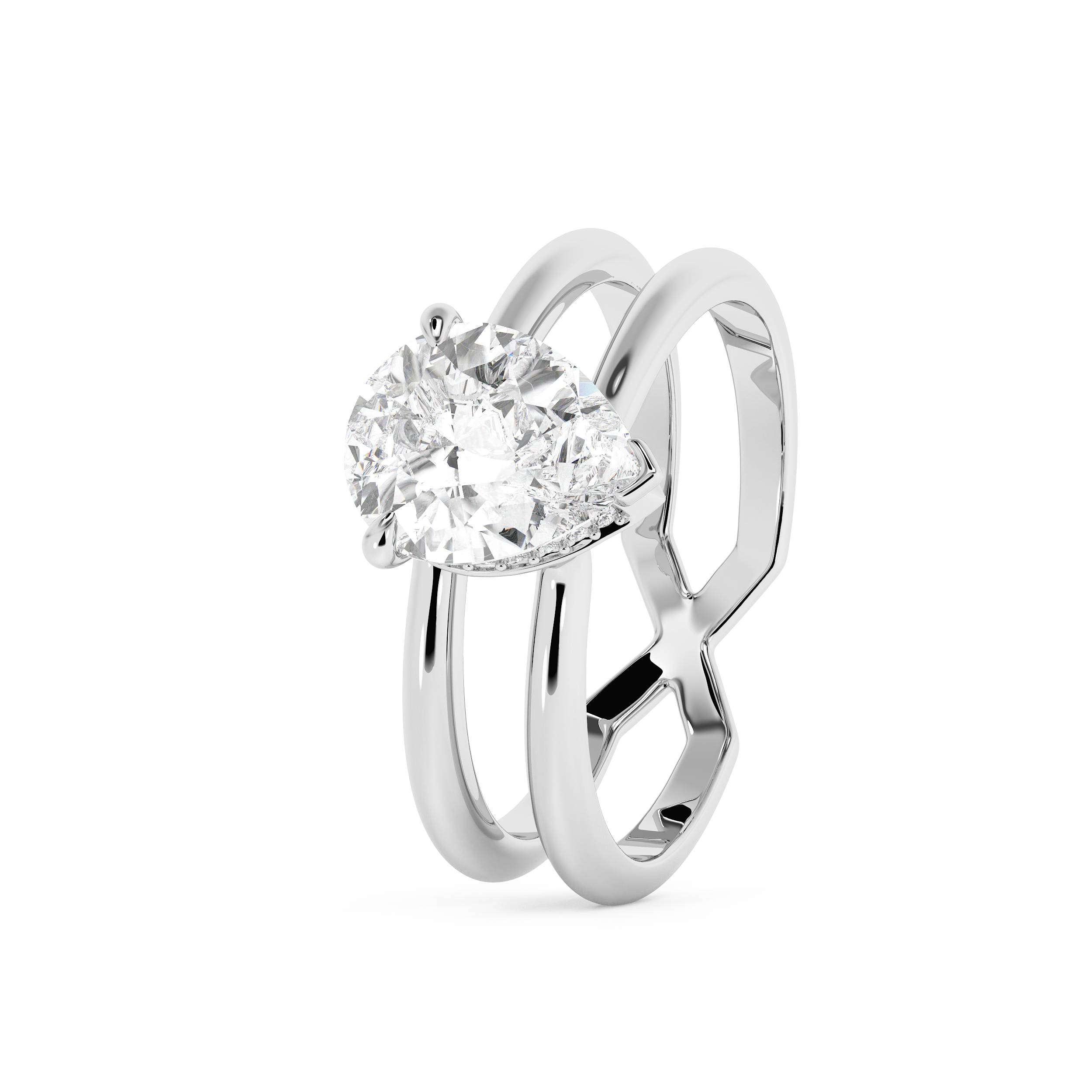 Pear Hidden Halo & Split Shank Lab Grown Diamond Engagement Ring