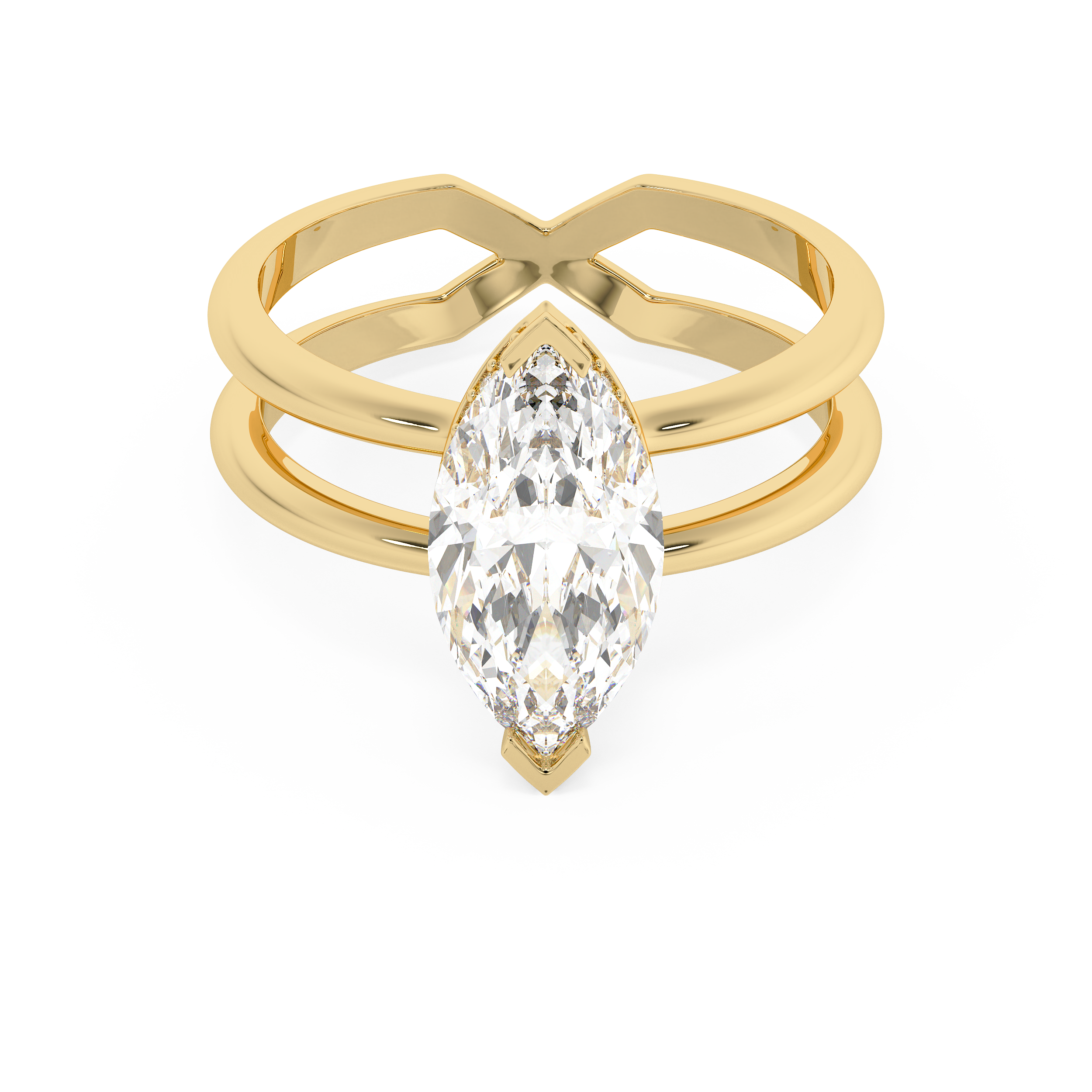 Marquise Hidden Halo & Split Shank Lab Grown Diamond Engagement Ring