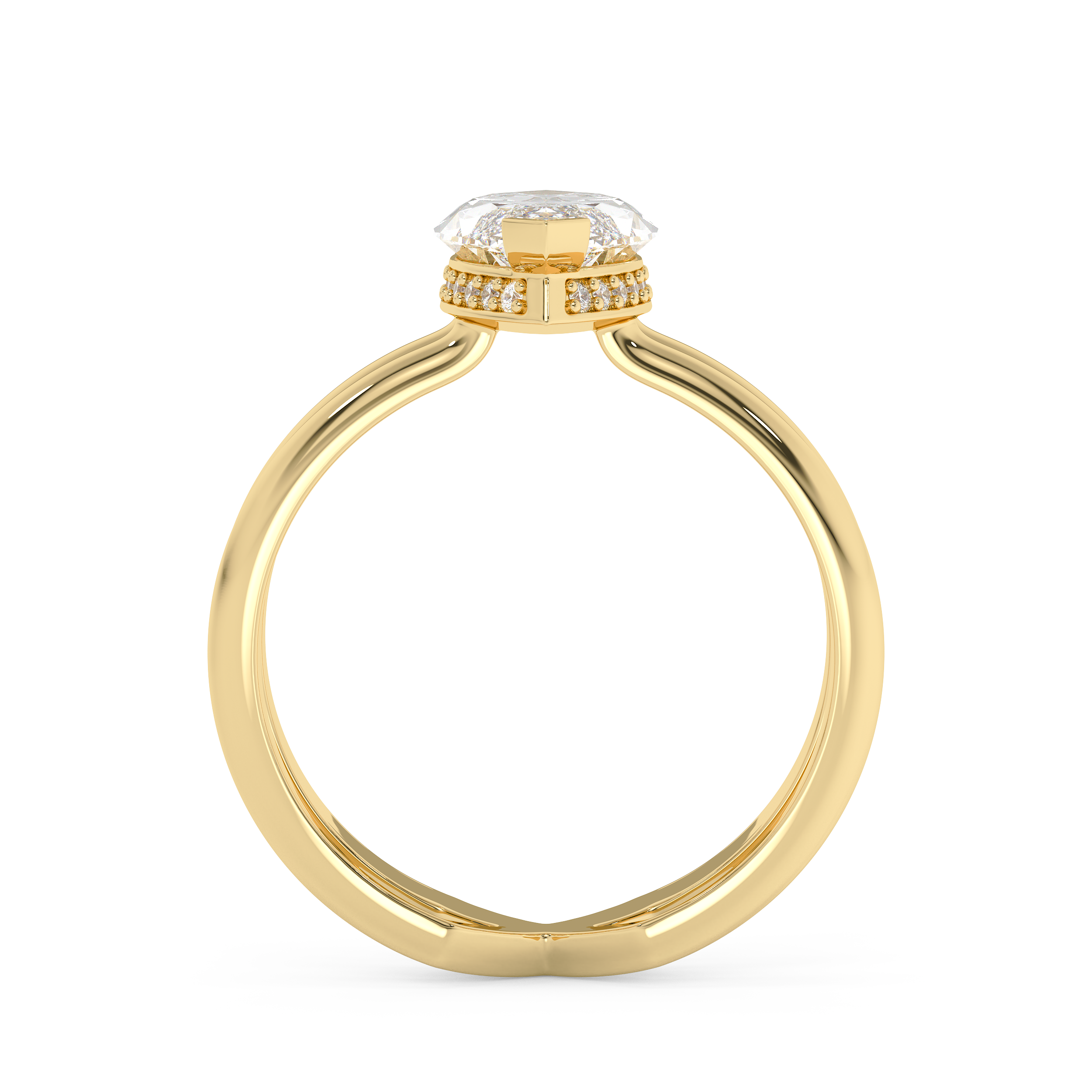 Marquise Hidden Halo & Split Shank Lab Grown Diamond Engagement Ring