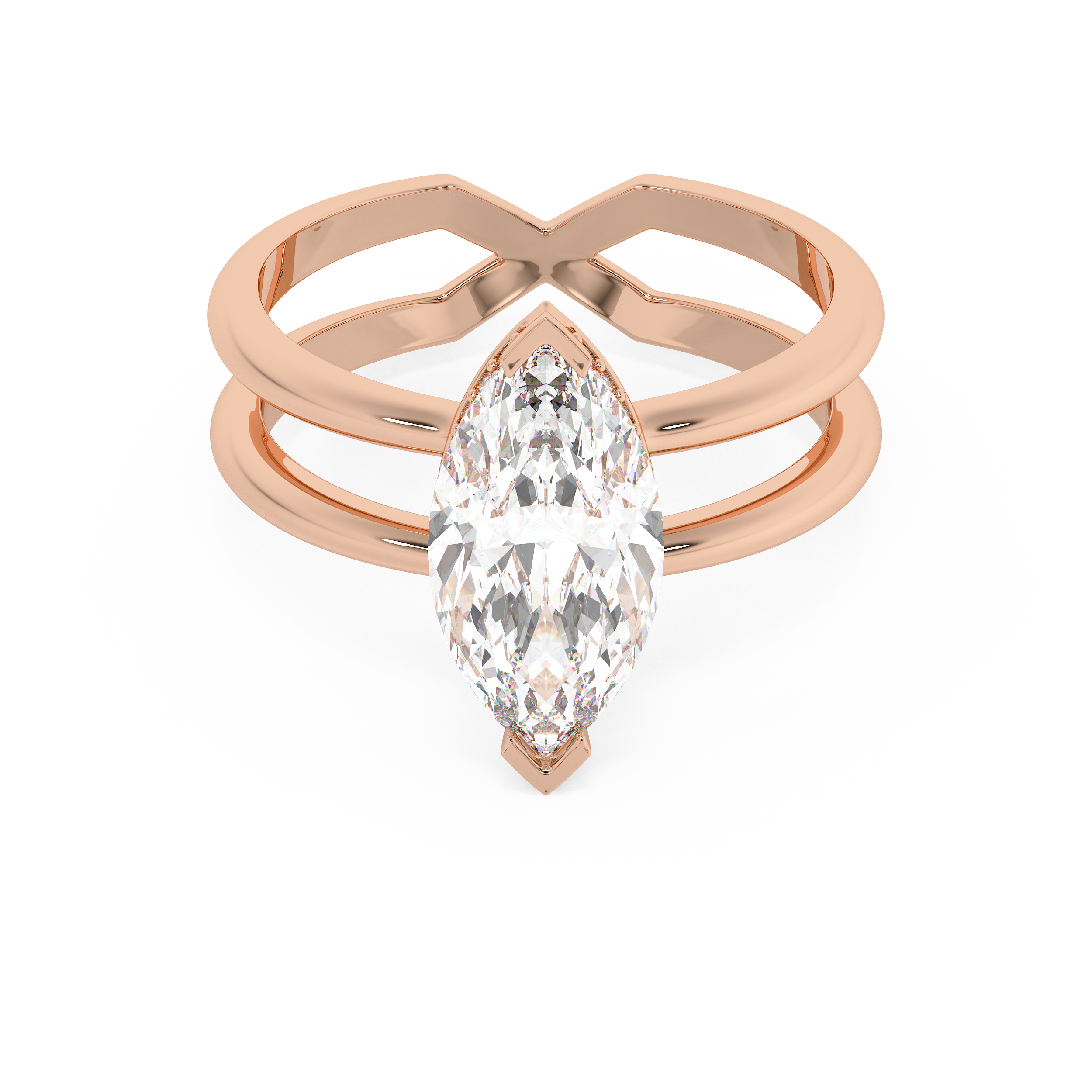 Marquise Hidden Halo & Split Shank Lab Grown Diamond Engagement Ring