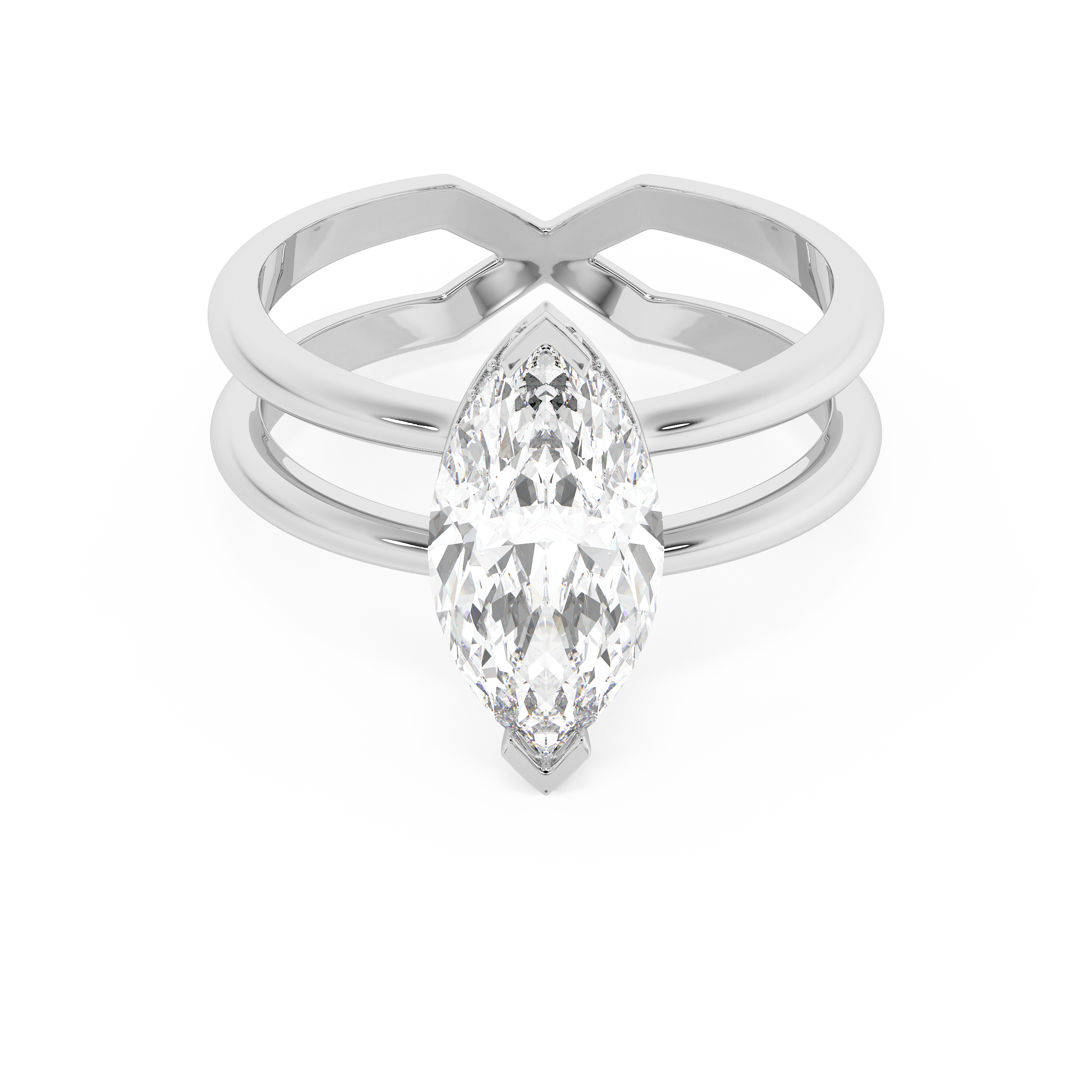 Marquise Hidden Halo & Split Shank Lab Grown Diamond Engagement Ring