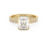 Emerald Half Bezel Pave Lab Grown Diamond Engagement Ring