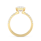 Emerald Half Bezel Pave Lab Grown Diamond Engagement Ring