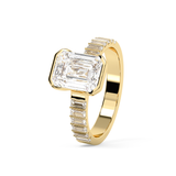 Emerald Half Bezel Pave Lab Grown Diamond Engagement Ring