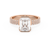 Emerald Half Bezel Pave Lab Grown Diamond Engagement Ring
