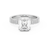 Emerald Half Bezel Pave Lab Grown Diamond Engagement Ring