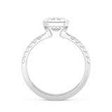 Emerald Half Bezel Pave Lab Grown Diamond Engagement Ring