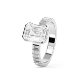 Emerald Half Bezel Pave Lab Grown Diamond Engagement Ring