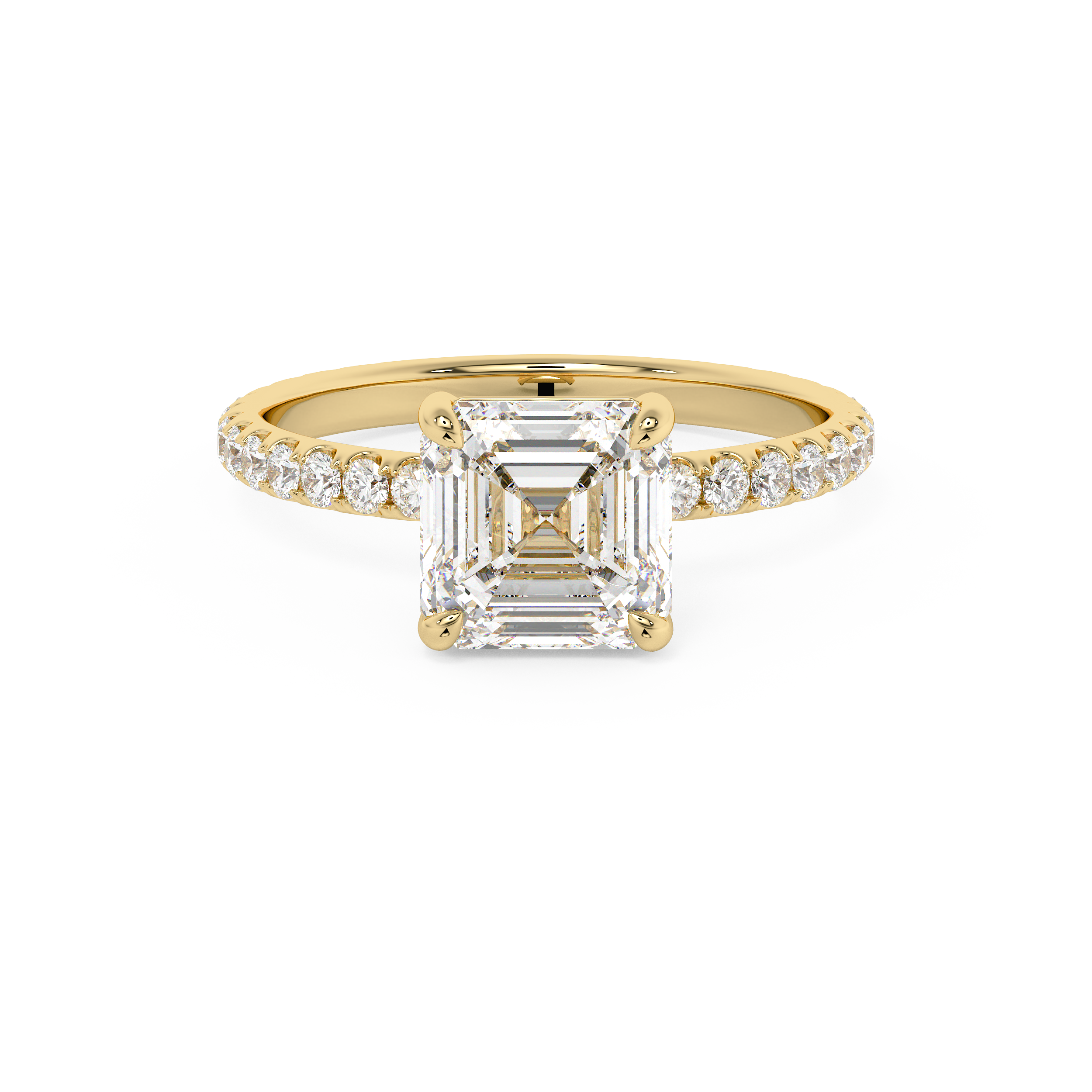 Asscher Pave Lab Grown Diamond Engagement Ring