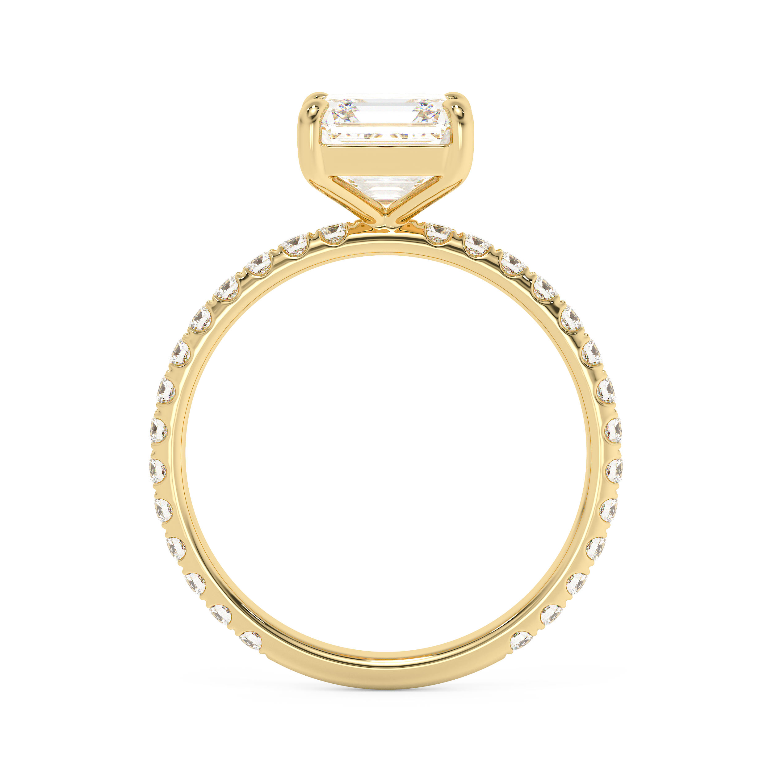 Asscher Pave Lab Grown Diamond Engagement Ring