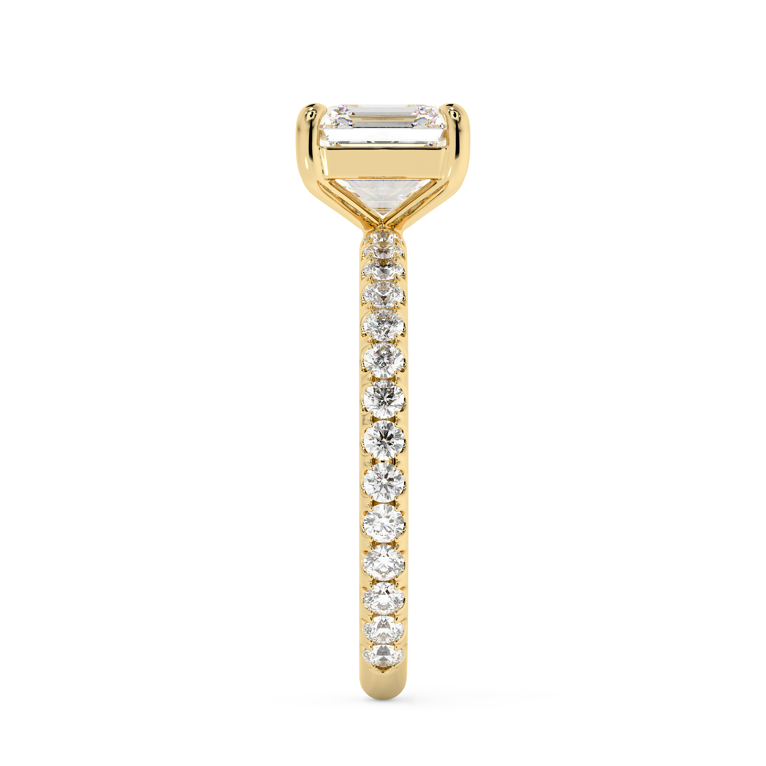Asscher Pave Lab Grown Diamond Engagement Ring