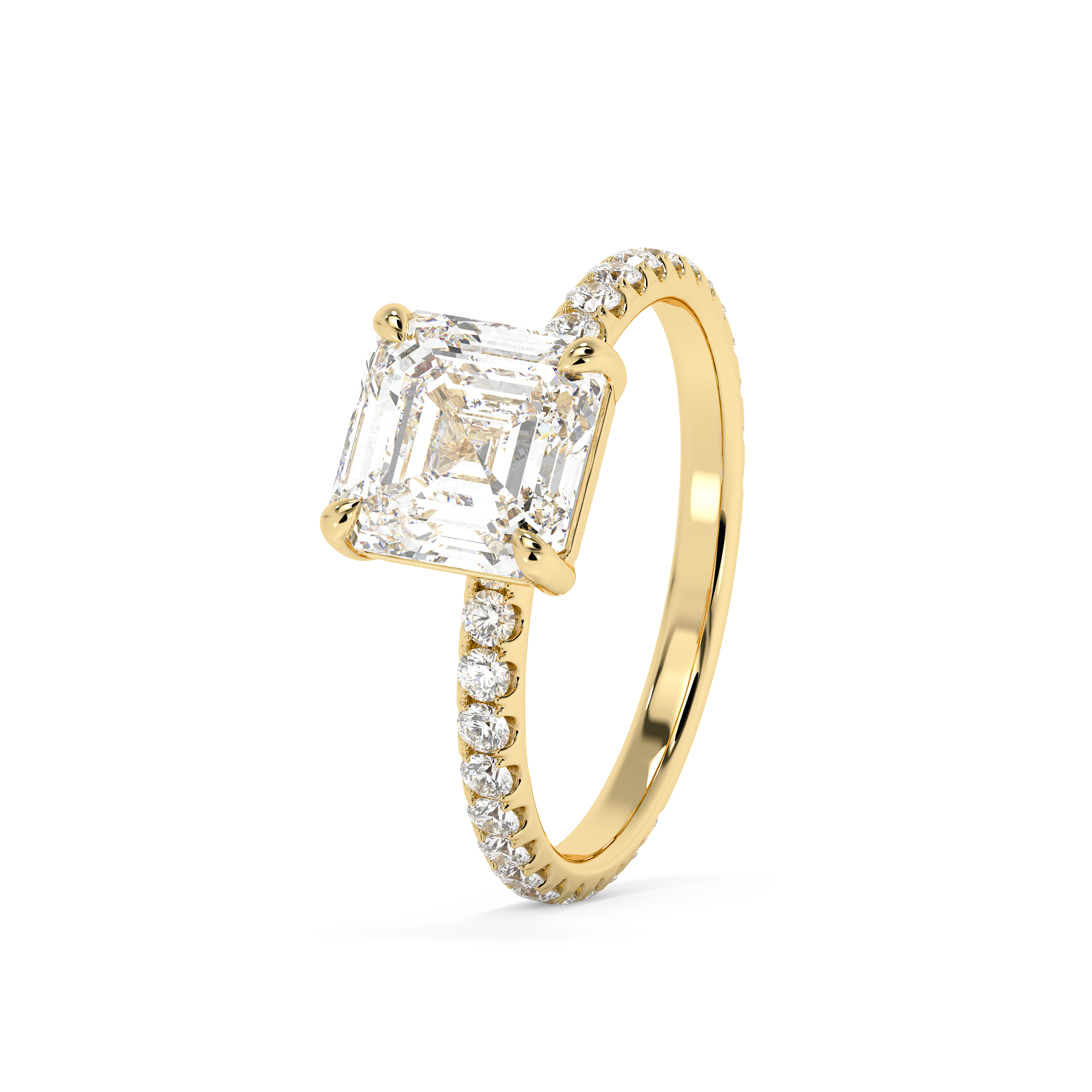 Asscher Pave Lab Grown Diamond Engagement Ring
