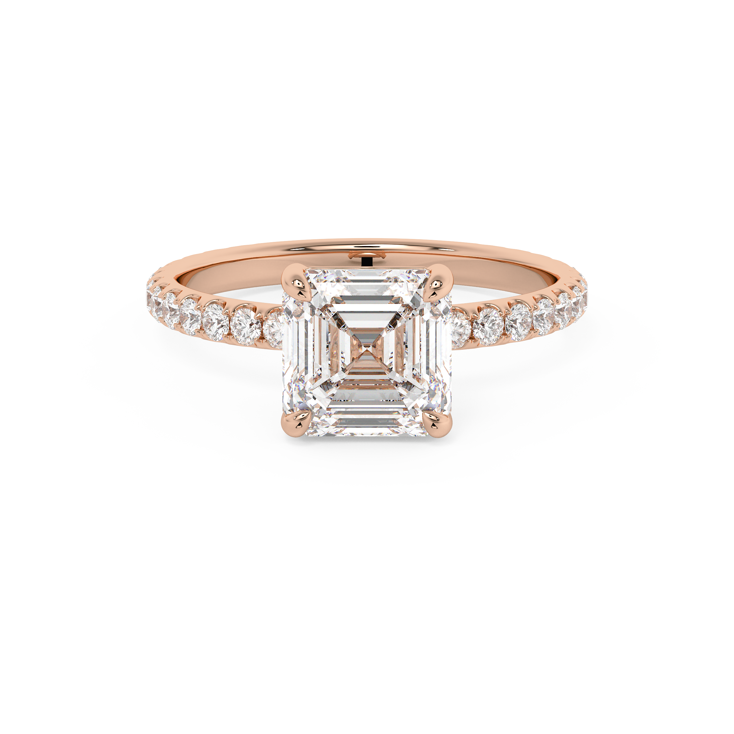Asscher Pave Lab Grown Diamond Engagement Ring