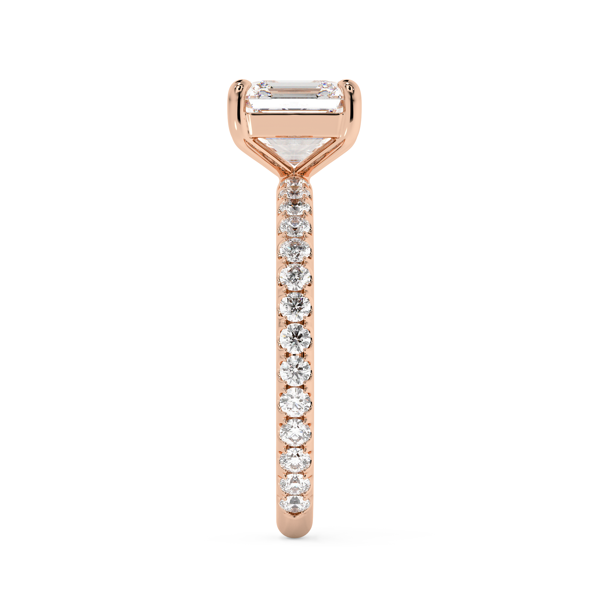Asscher Pave Lab Grown Diamond Engagement Ring
