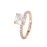 Asscher Pave Lab Grown Diamond Engagement Ring