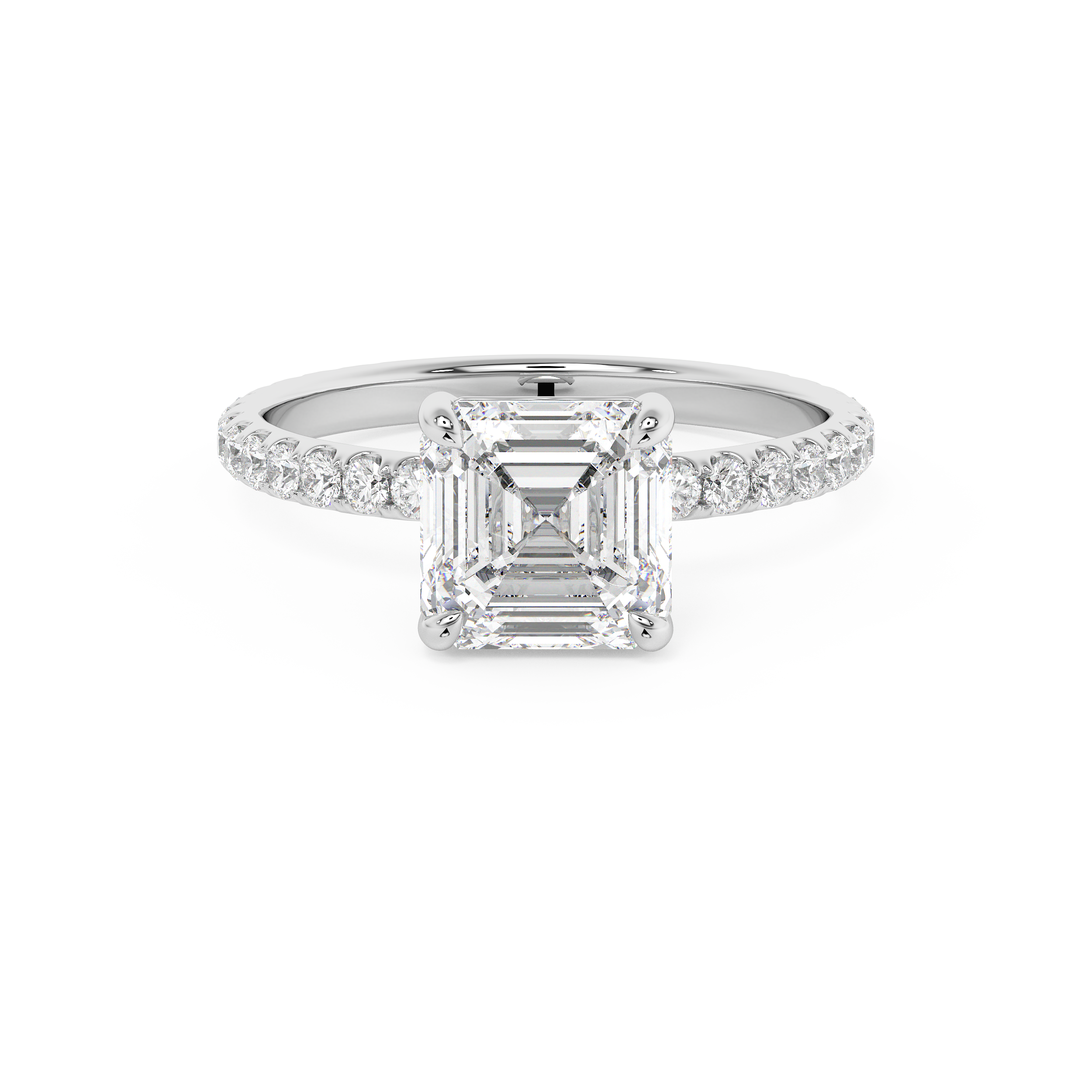 Asscher Pave Lab Grown Diamond Engagement Ring