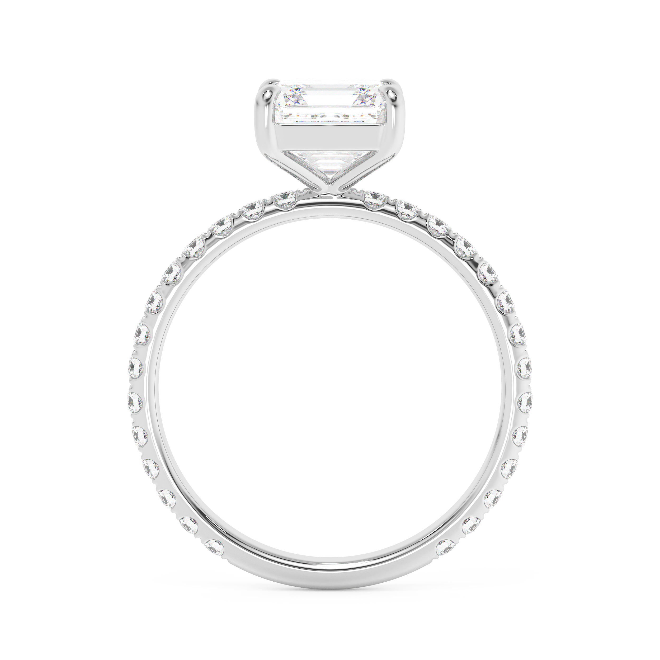 Asscher Pave Lab Grown Diamond Engagement Ring