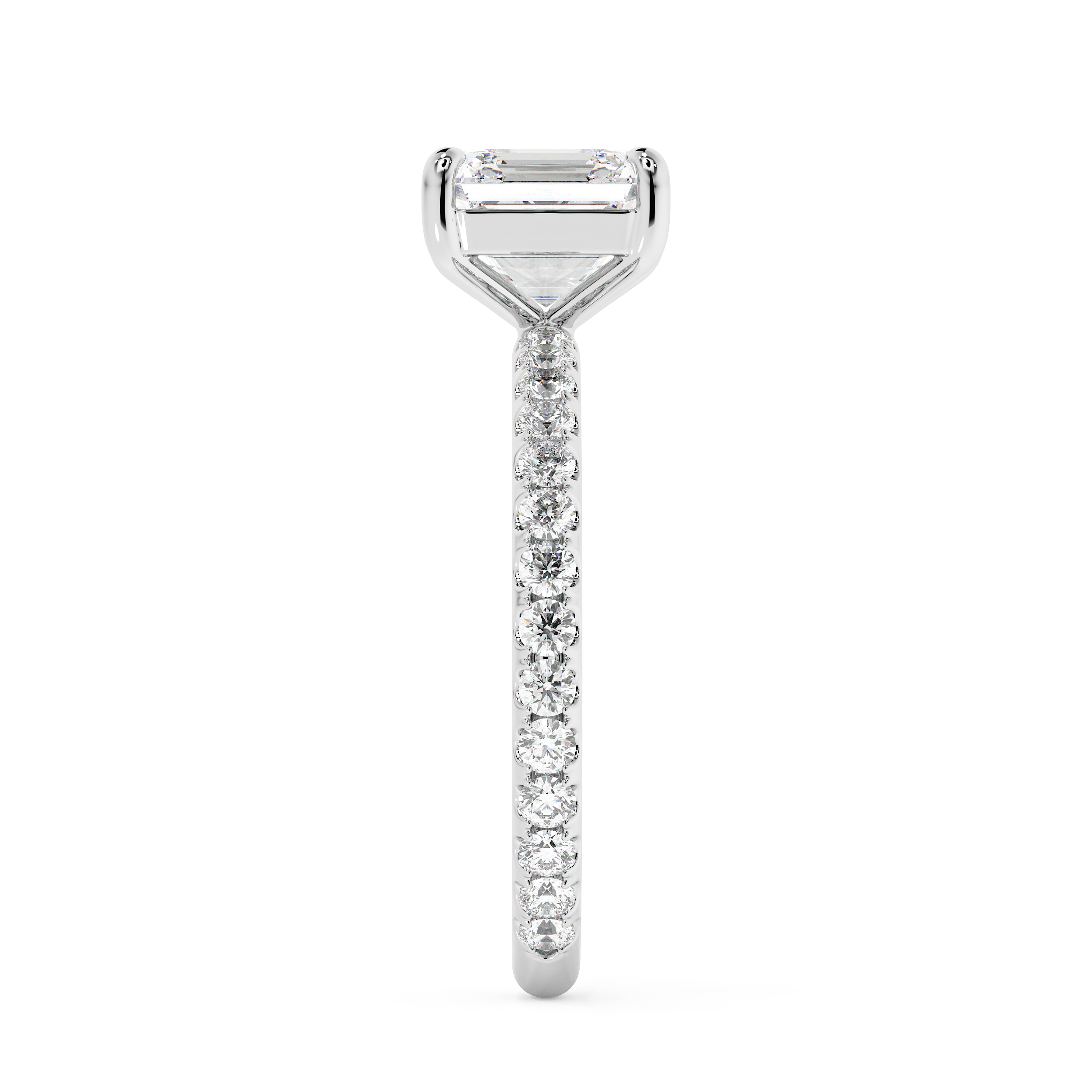 Asscher Pave Lab Grown Diamond Engagement Ring