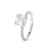 Asscher Pave Lab Grown Diamond Engagement Ring