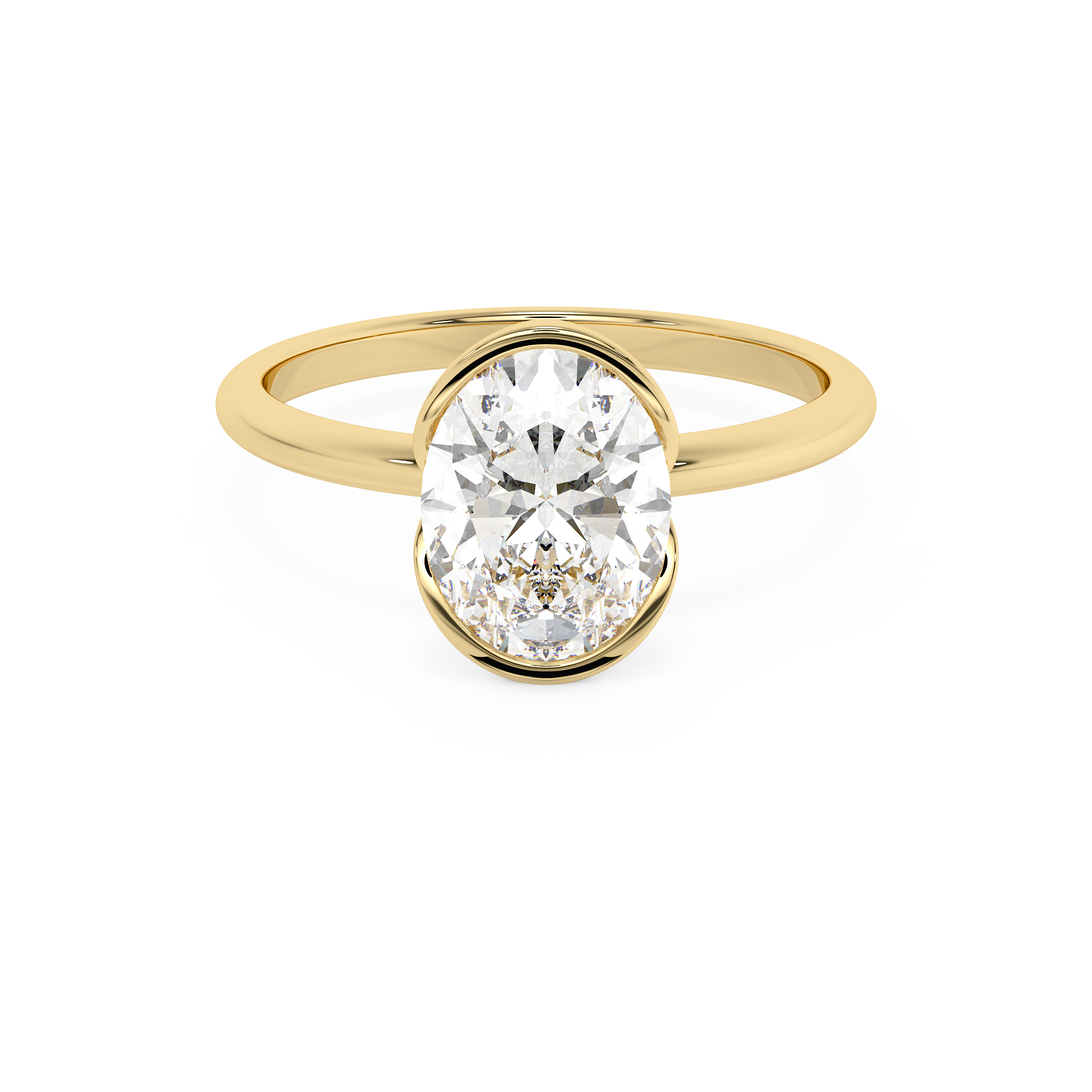 Oval Half Bezel Lab Grown Diamond Engagement Ring