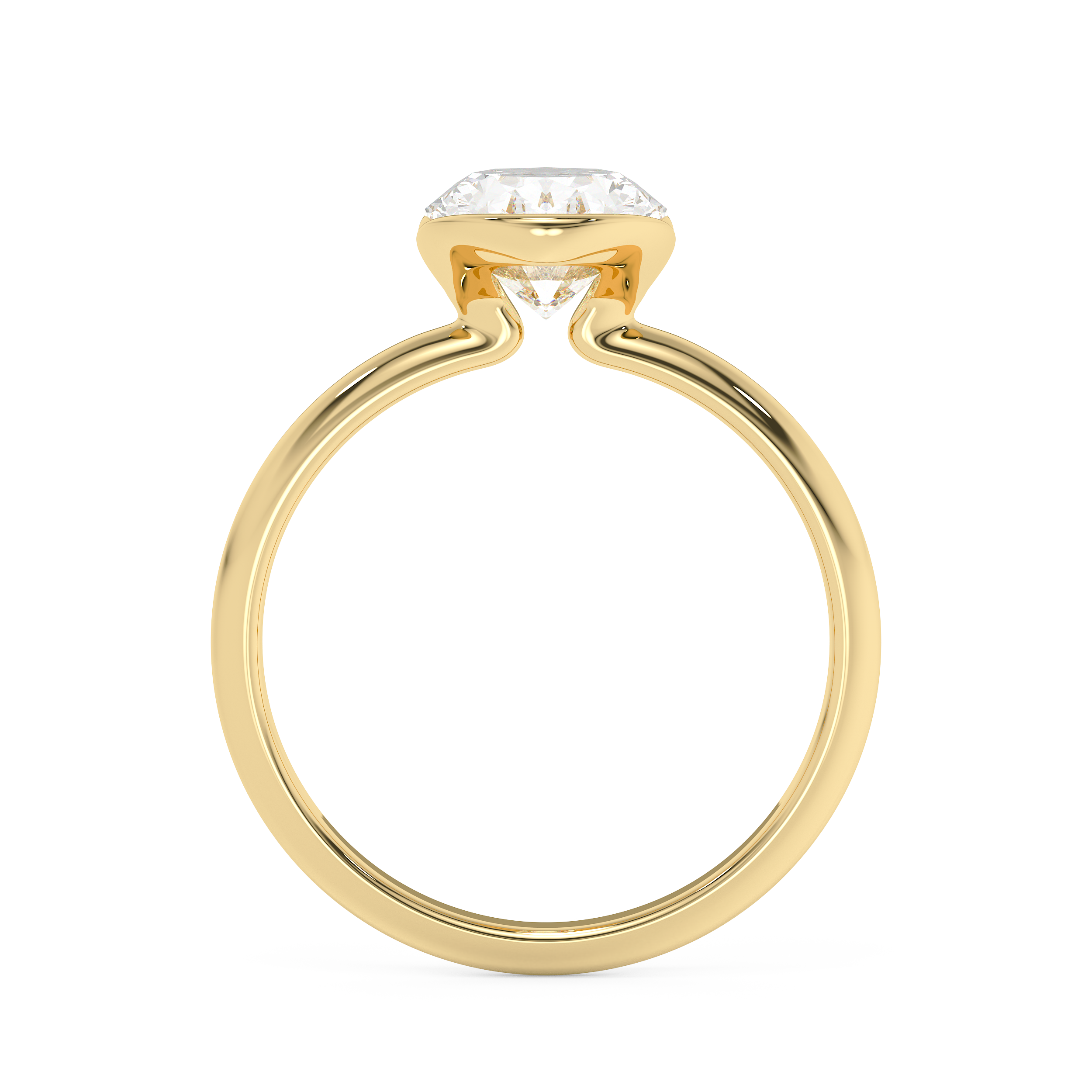 Oval Half Bezel Lab Grown Diamond Engagement Ring