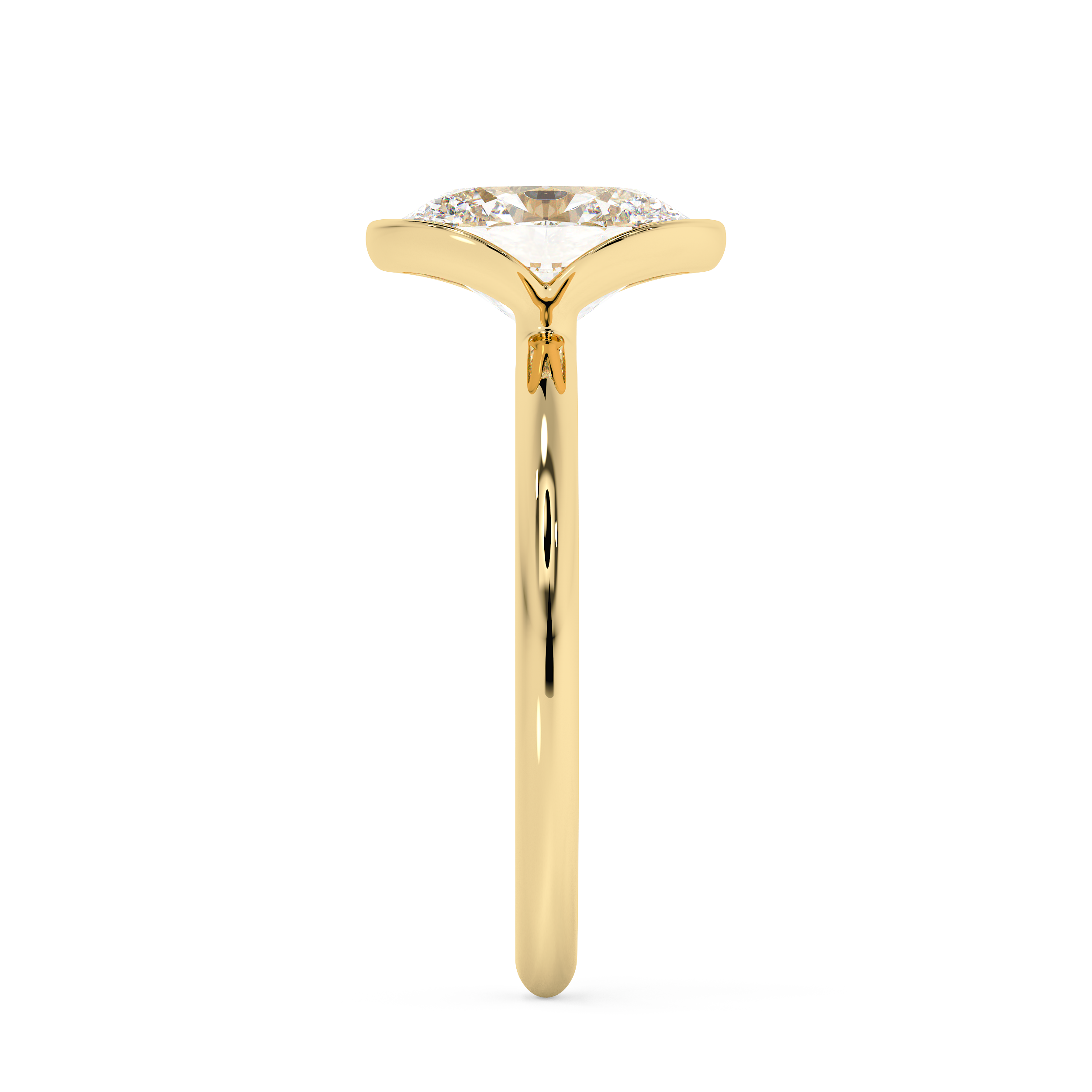 Oval Half Bezel Lab Grown Diamond Engagement Ring