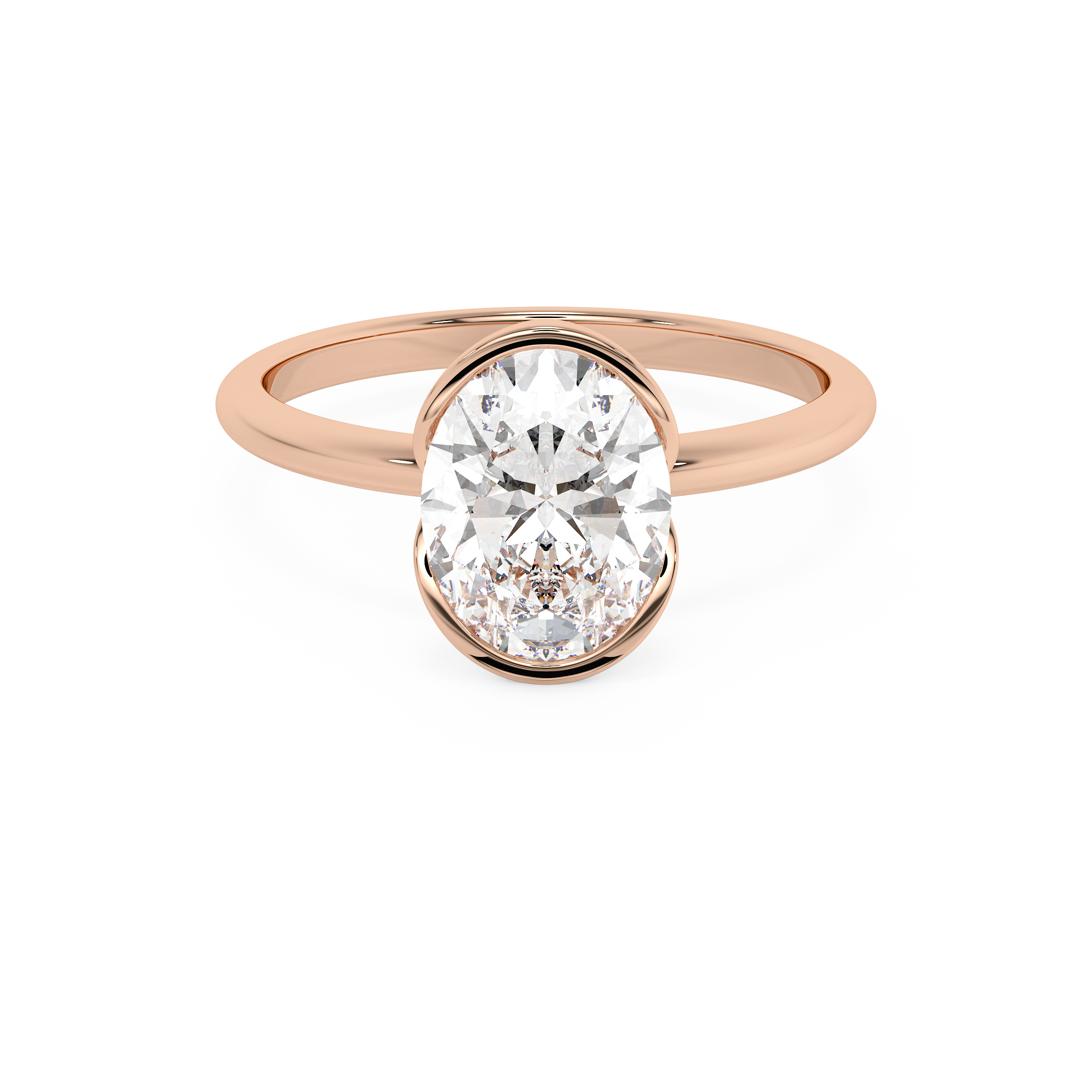 Oval Half Bezel Lab Grown Diamond Engagement Ring