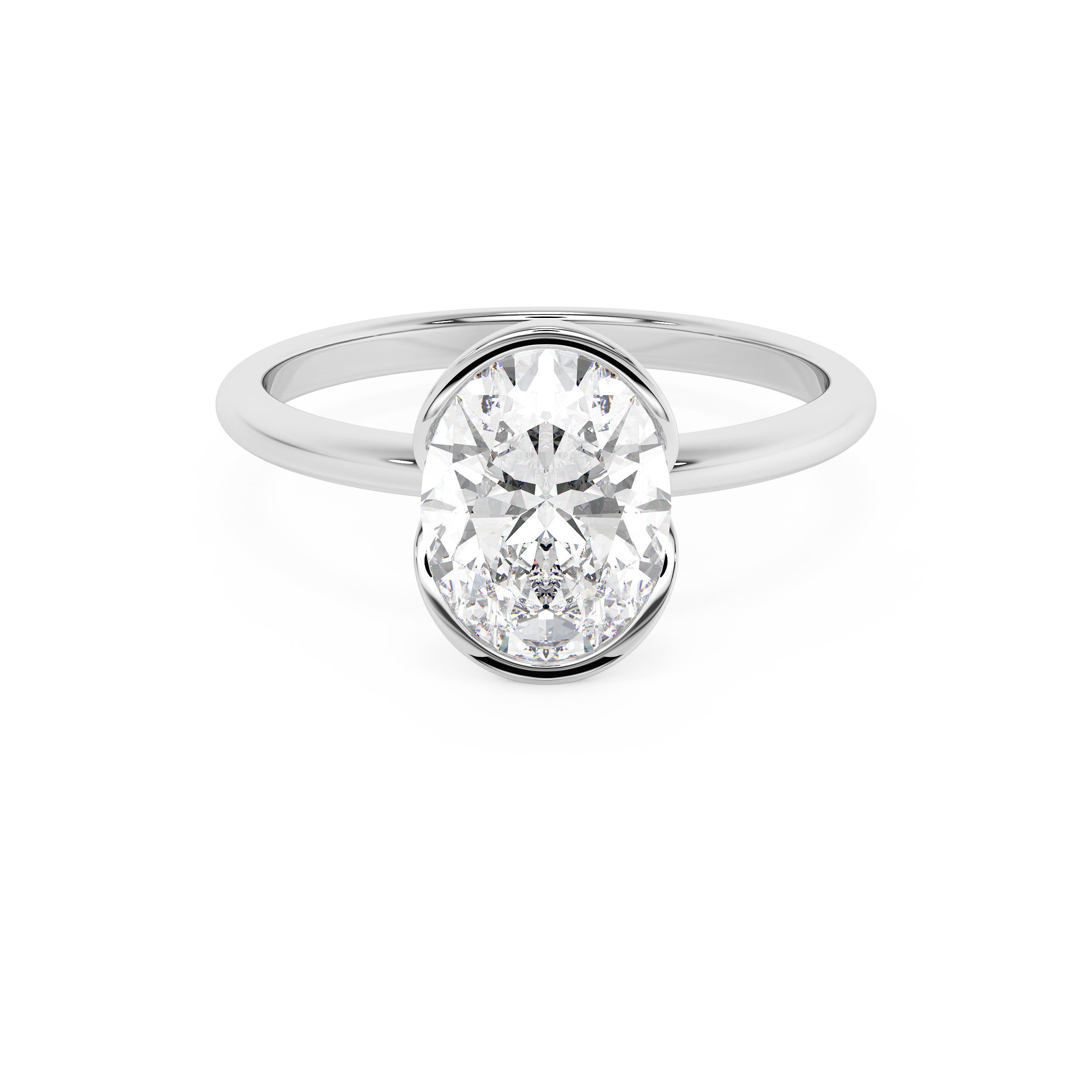 Oval Half Bezel Lab Grown Diamond Engagement Ring