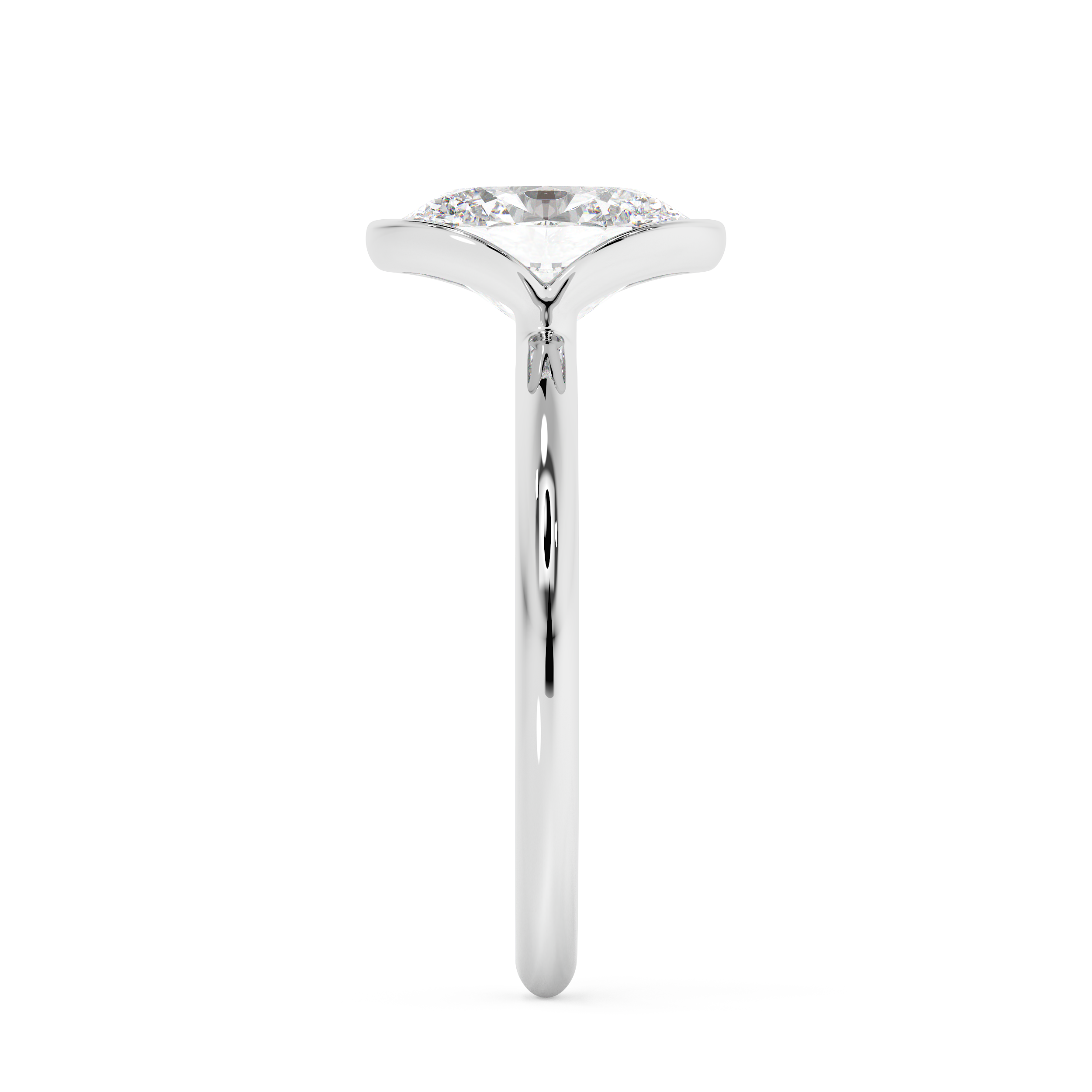Oval Half Bezel Lab Grown Diamond Engagement Ring