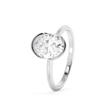 Oval Half Bezel Lab Grown Diamond Engagement Ring