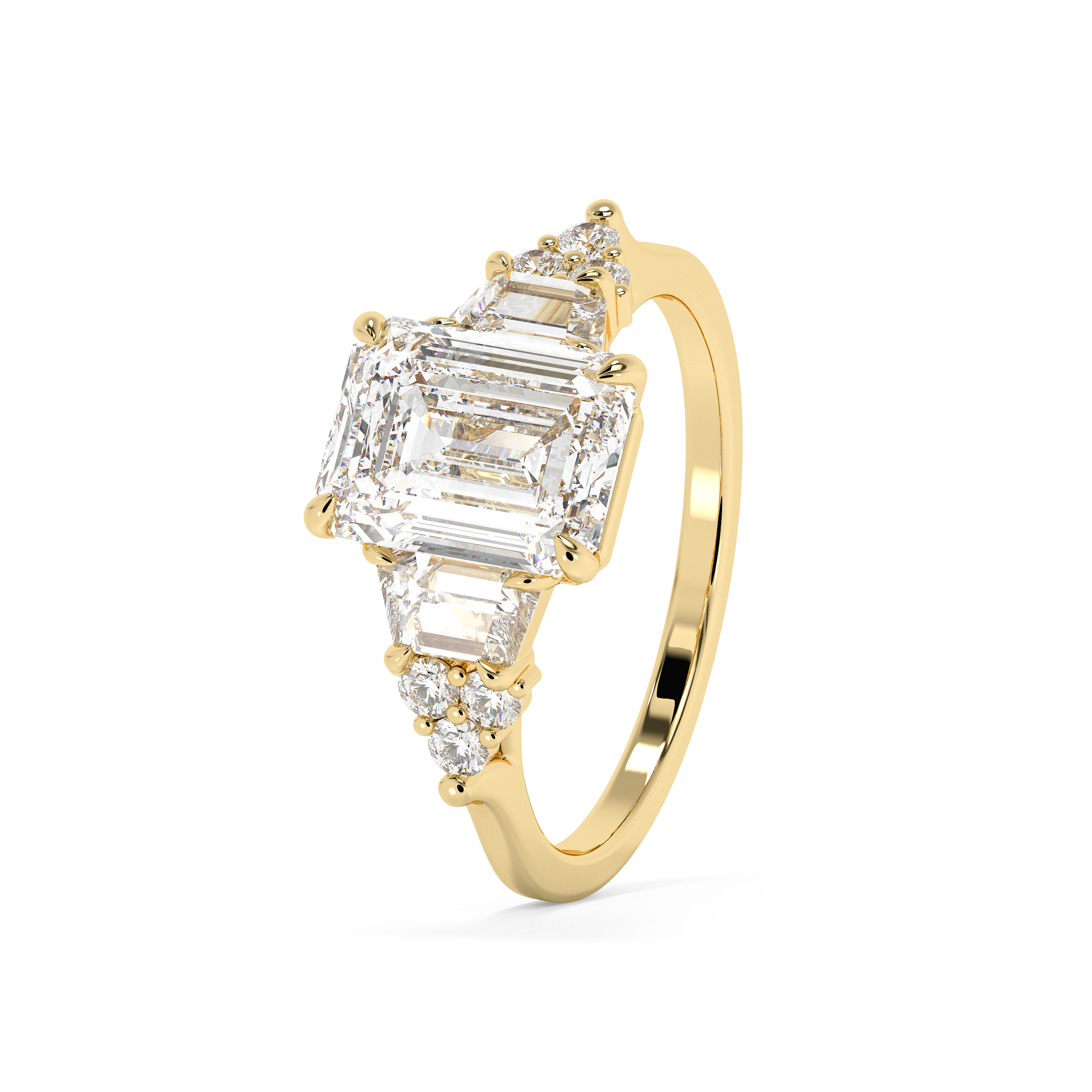 Emerald Cluster Lab Grown Diamond Engagement Ring