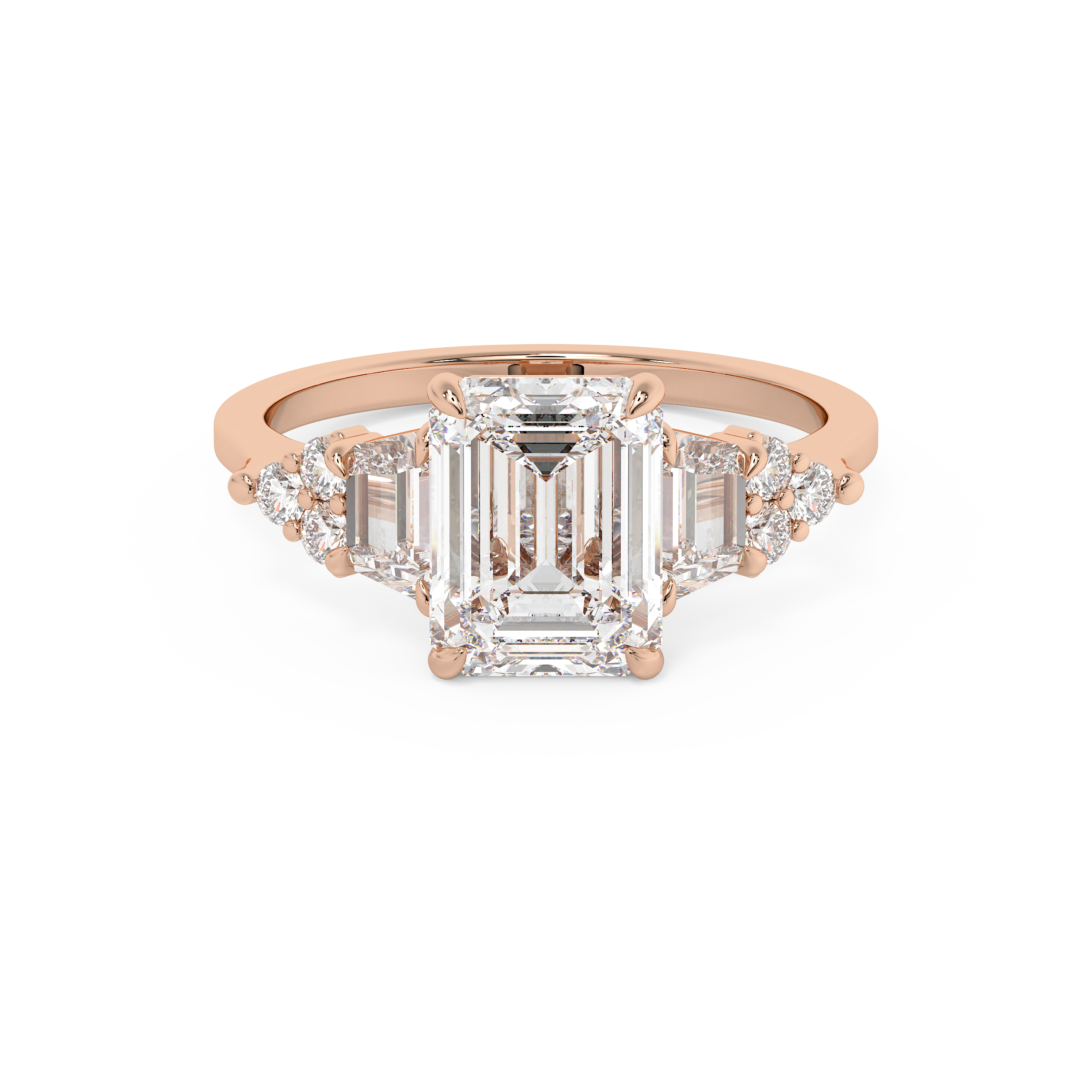 Emerald Cluster Lab Grown Diamond Engagement Ring
