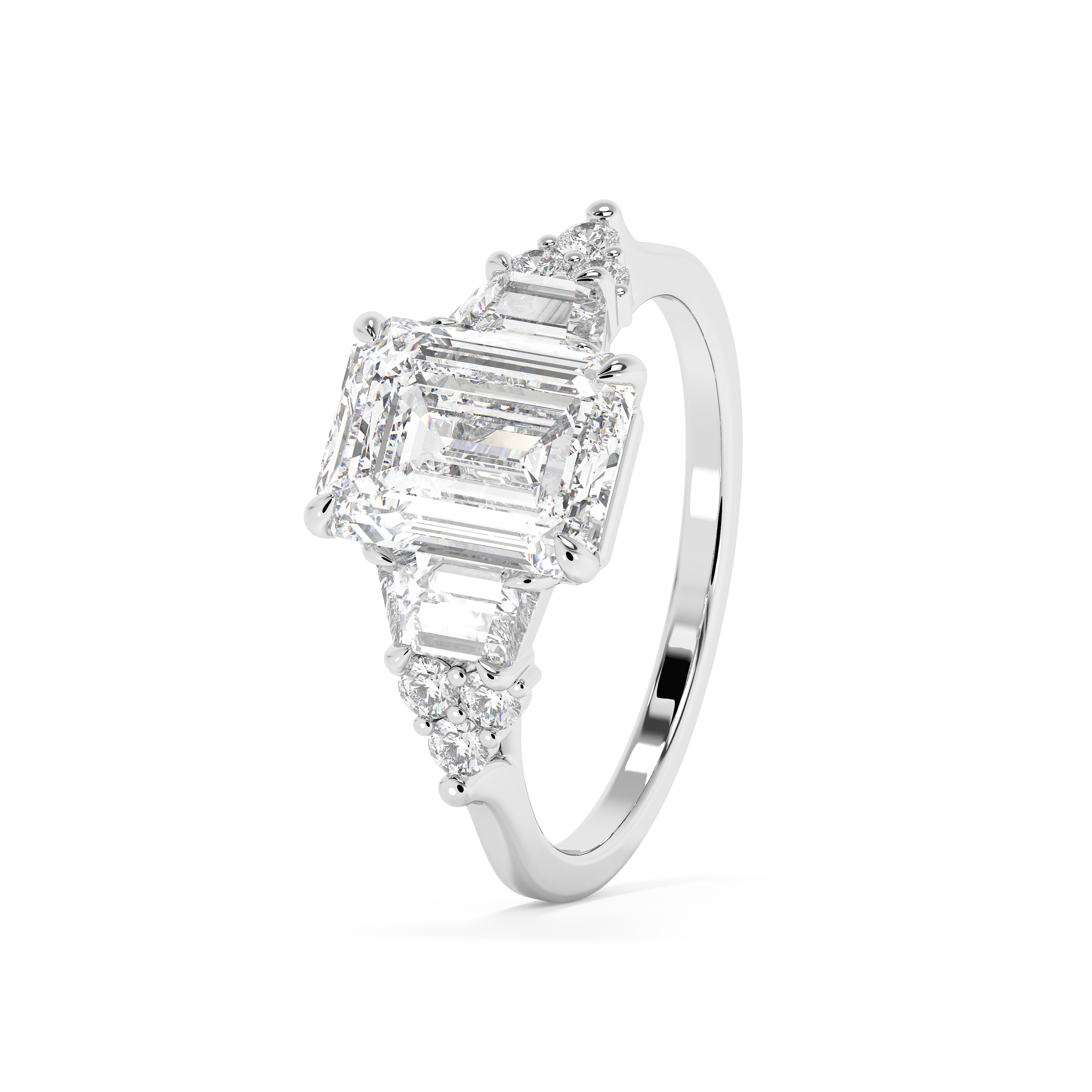 Emerald Cluster Lab Grown Diamond Engagement Ring