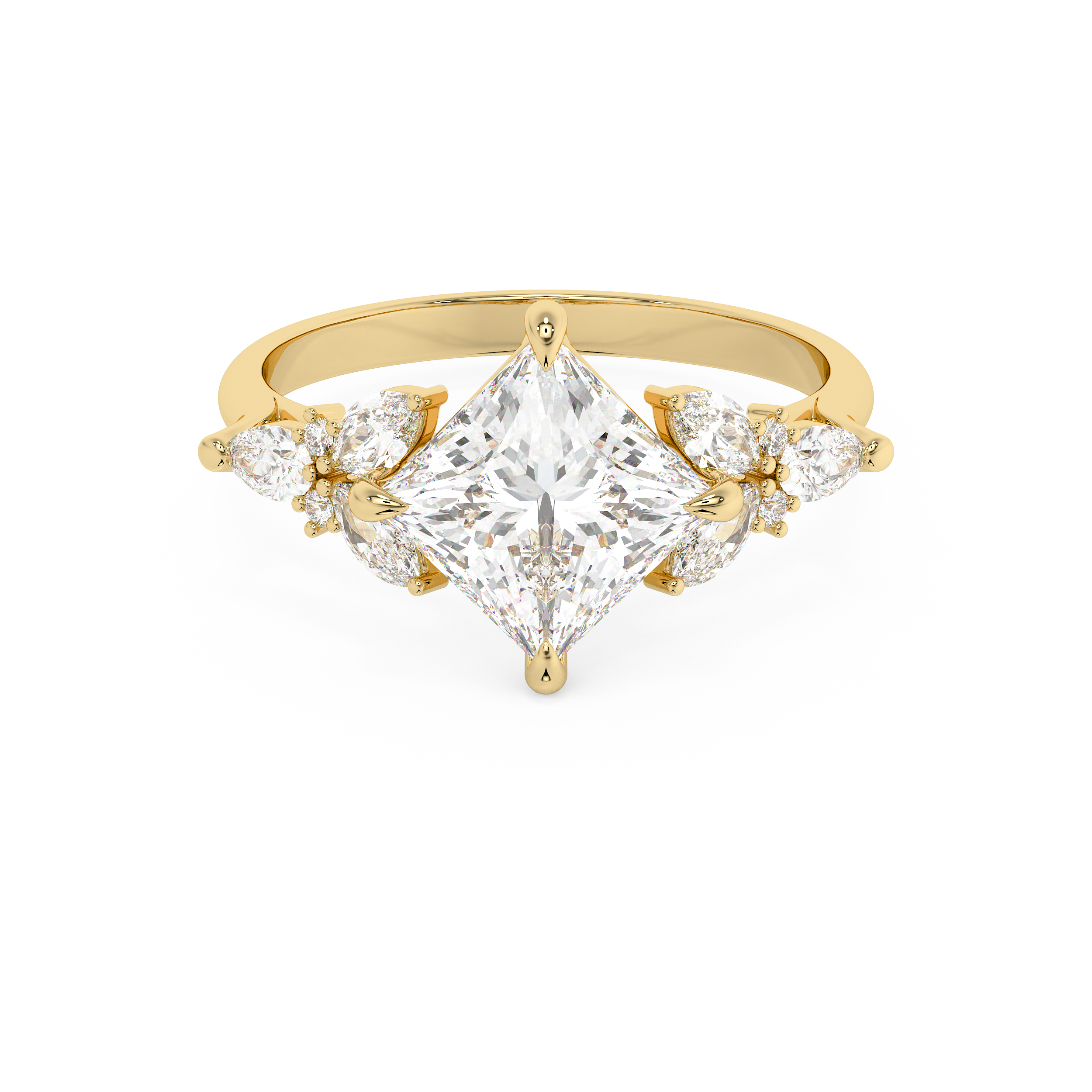 Princess Cluster Lab Grown Diamond Engagement Ring