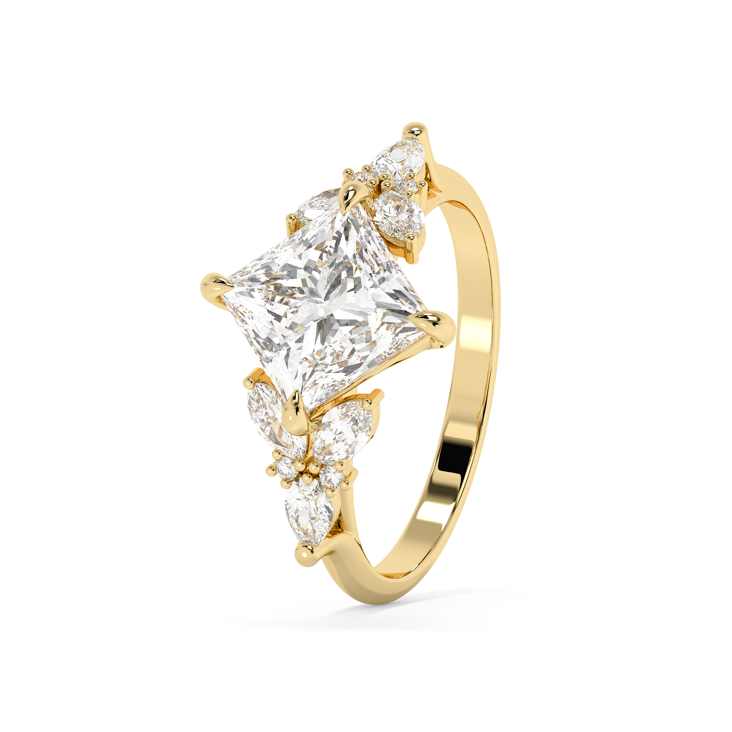 Princess Cluster Lab Grown Diamond Engagement Ring